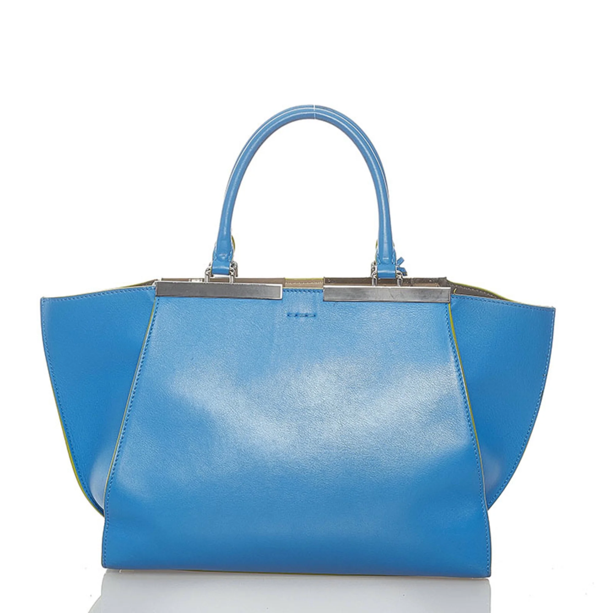 Pre-Owned Fendi Troisour handbag shoulder bag 8BH279 blue leather ladies FENDI (Fair)