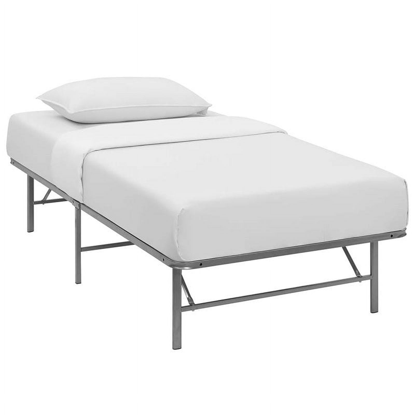 Pemberly Row Modern Stainless Steel Twin Metal Bed Frame in Silver