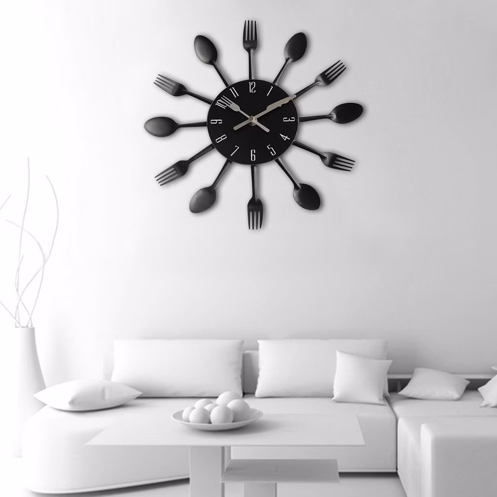 LAOSR Cutlery Kitchen Wall Clock Spoon Fork Kitchen Quartz Wall Mounted Clocks Modern Design Decorative Horloge Murale Hot Sale