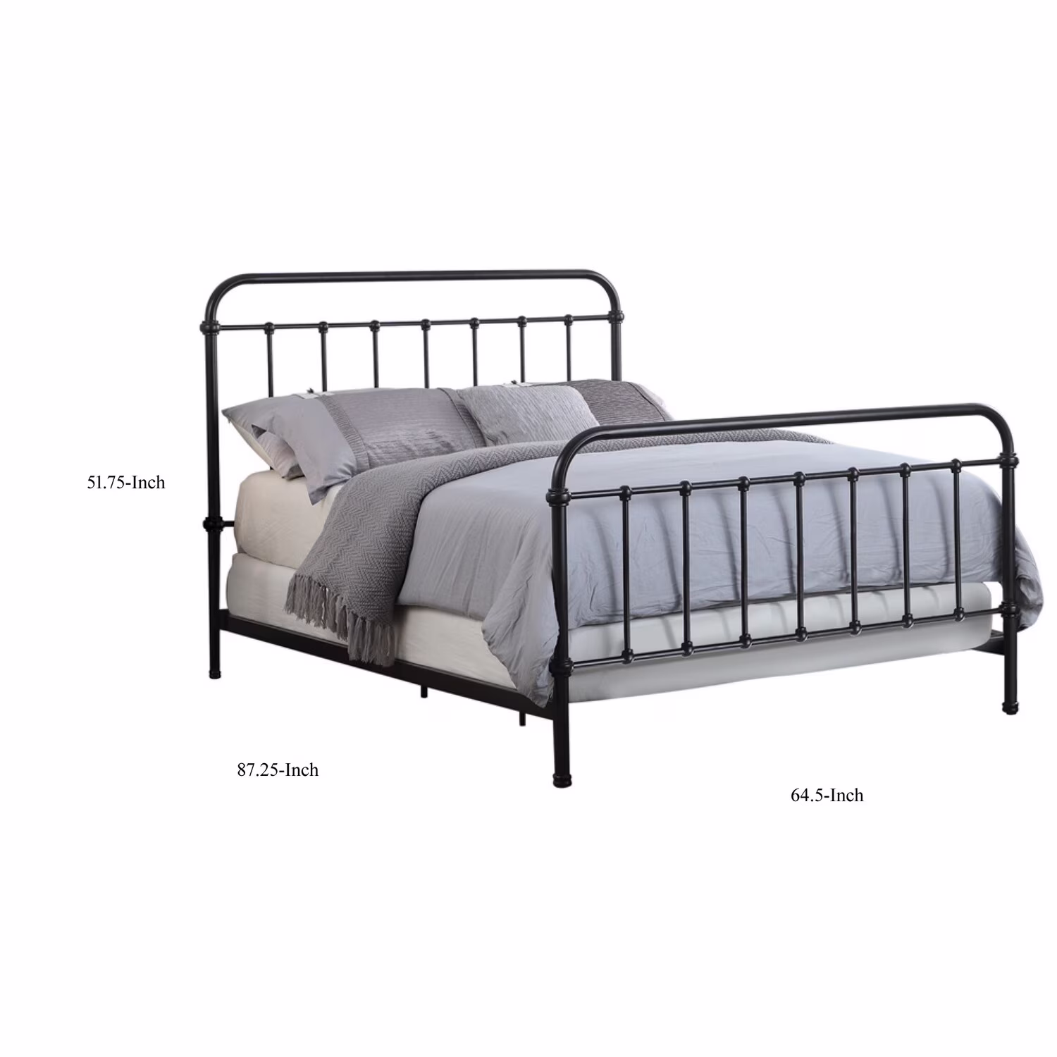 Benzara BM158056 Transitional Styled Metal Queen Bed, Bronze - 51.75 x 87.25 x 64.5 in.