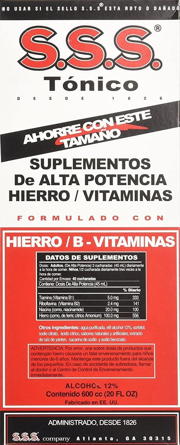 S.S.S. Tonic Liquid Iron & Vitamin B Supplement, 20 Fl. Oz.