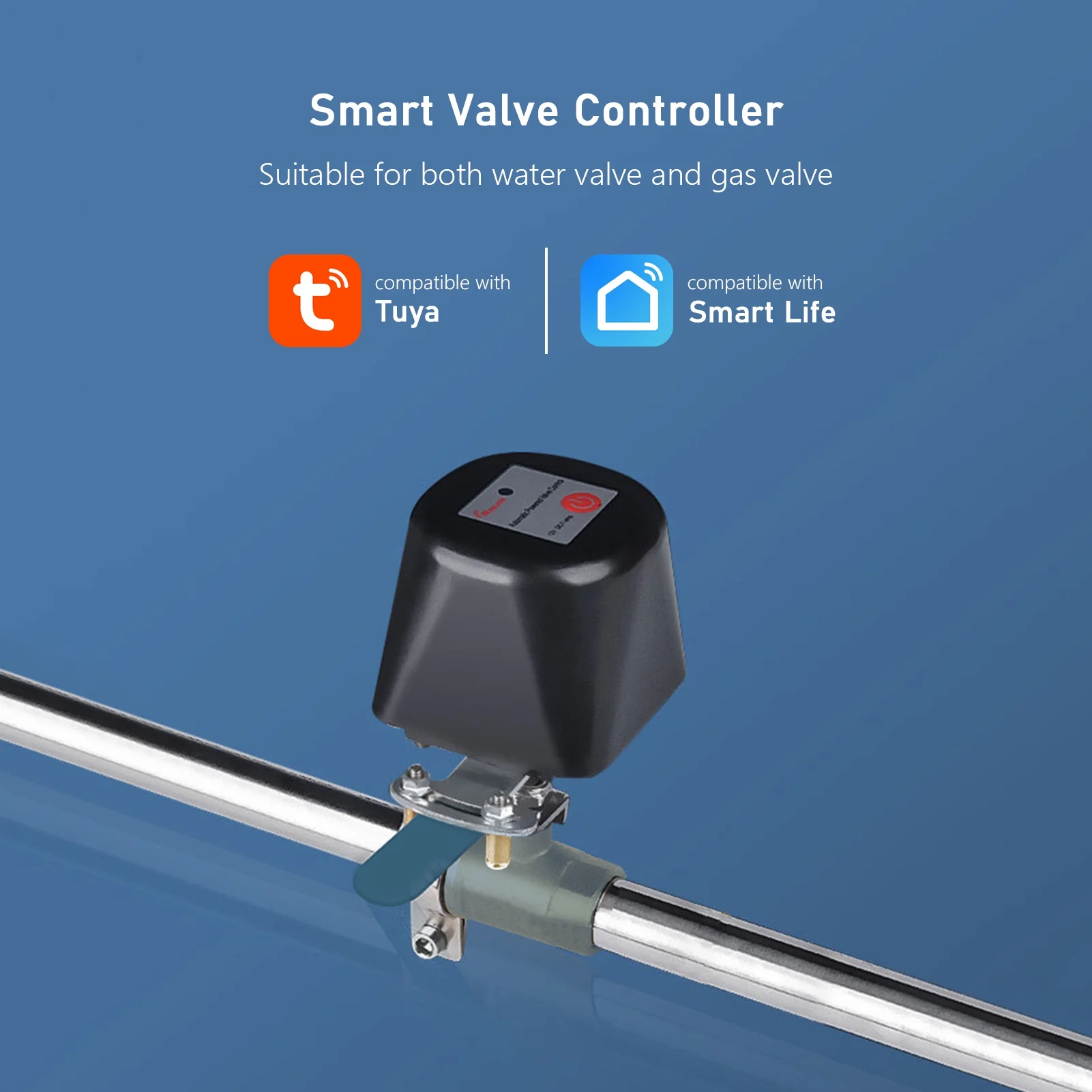 Aibecy Tuya Wi-Fi Smart Water Valve for Lever Switch Electric Gas Valve Controller Water Sprinkler Timer APP Remote Control Voice Control Countdown Intelligent Linkage Scene for Household, Farm Irr