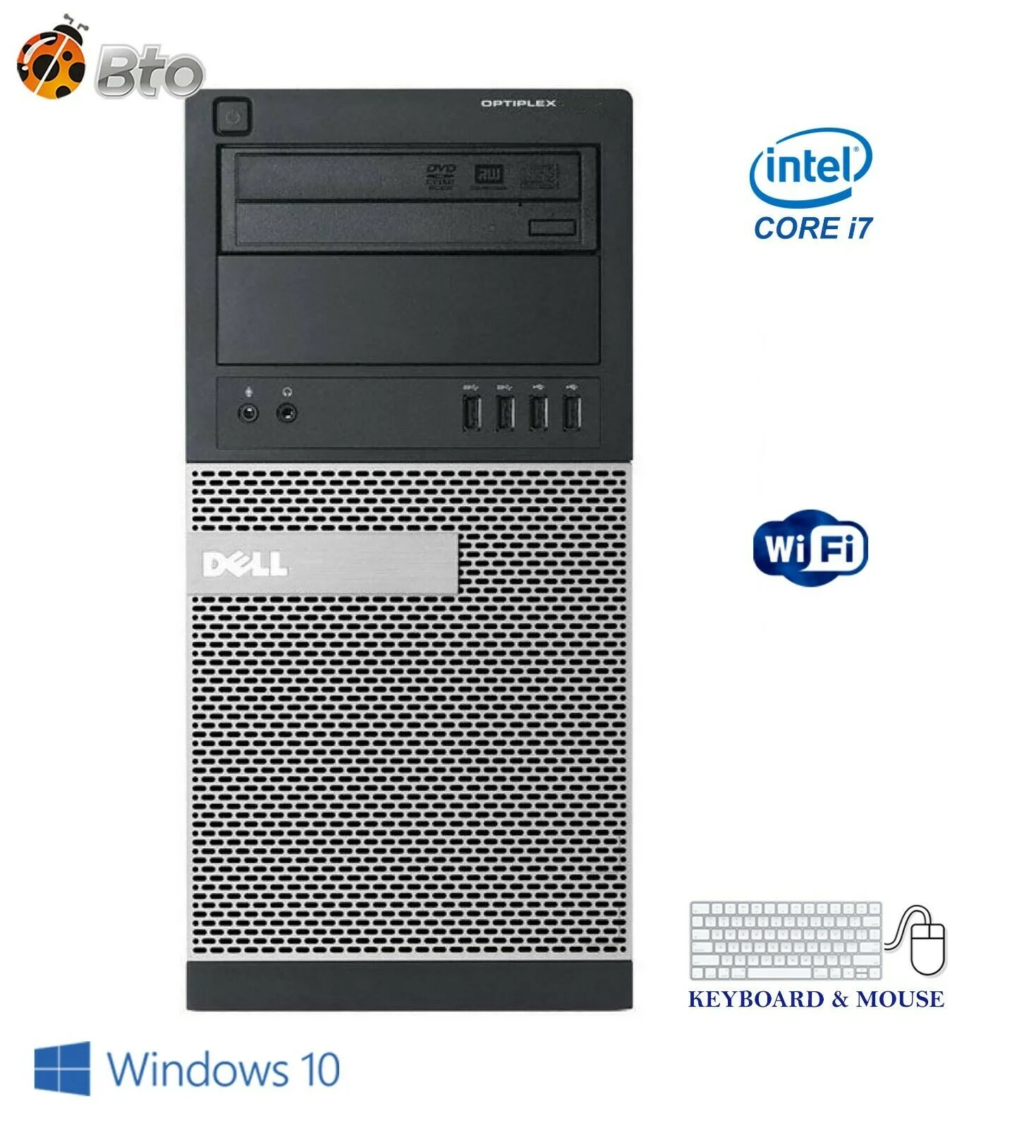 Gaming Dell Desktop Computer MT PC Core i7 CPU 8GB Ram, 1TB HDD, New 24
