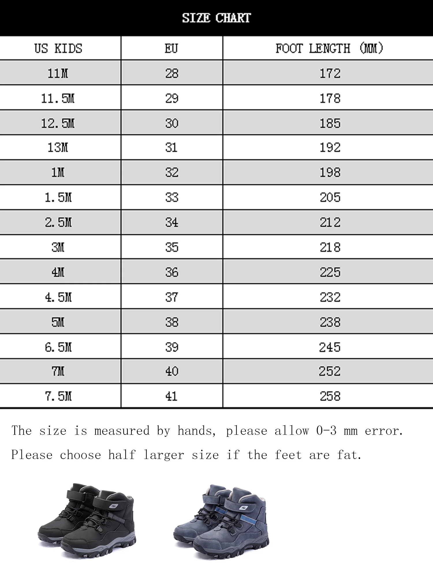 New Comfortable Ankle Boots for Boys Non-Slip Lace-Up Snow Boots for Little Kids and Big Kids