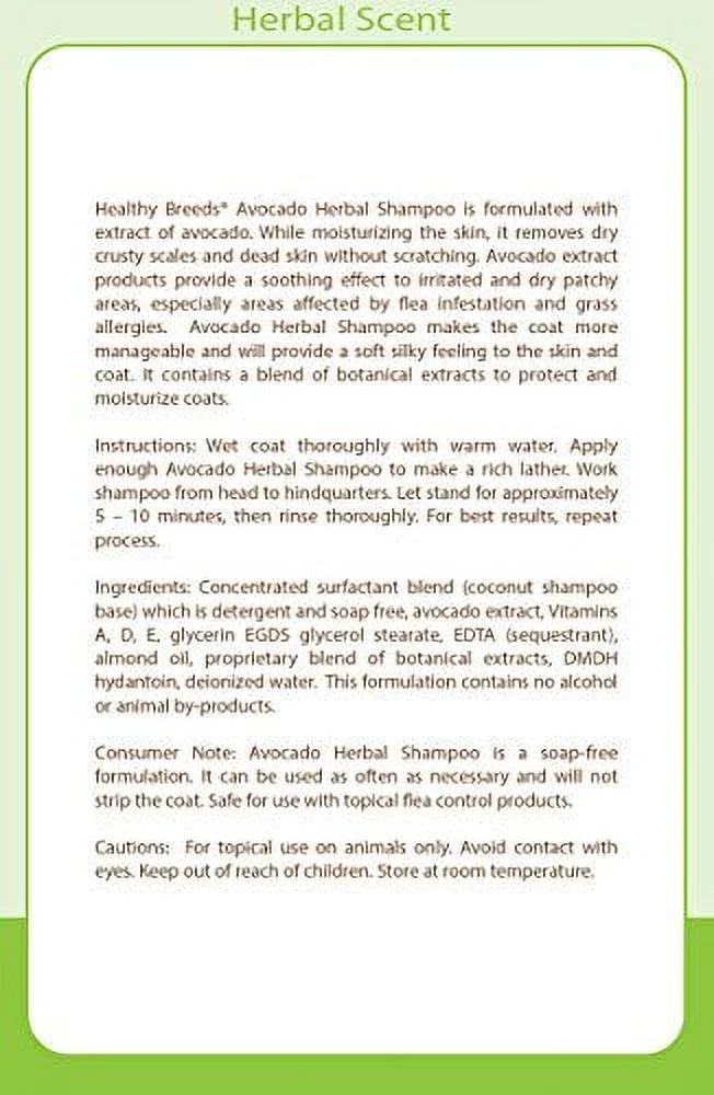 Healthy Breeds 840235157533 Lhasa Apso Avocado Herbal Dog Shampoo