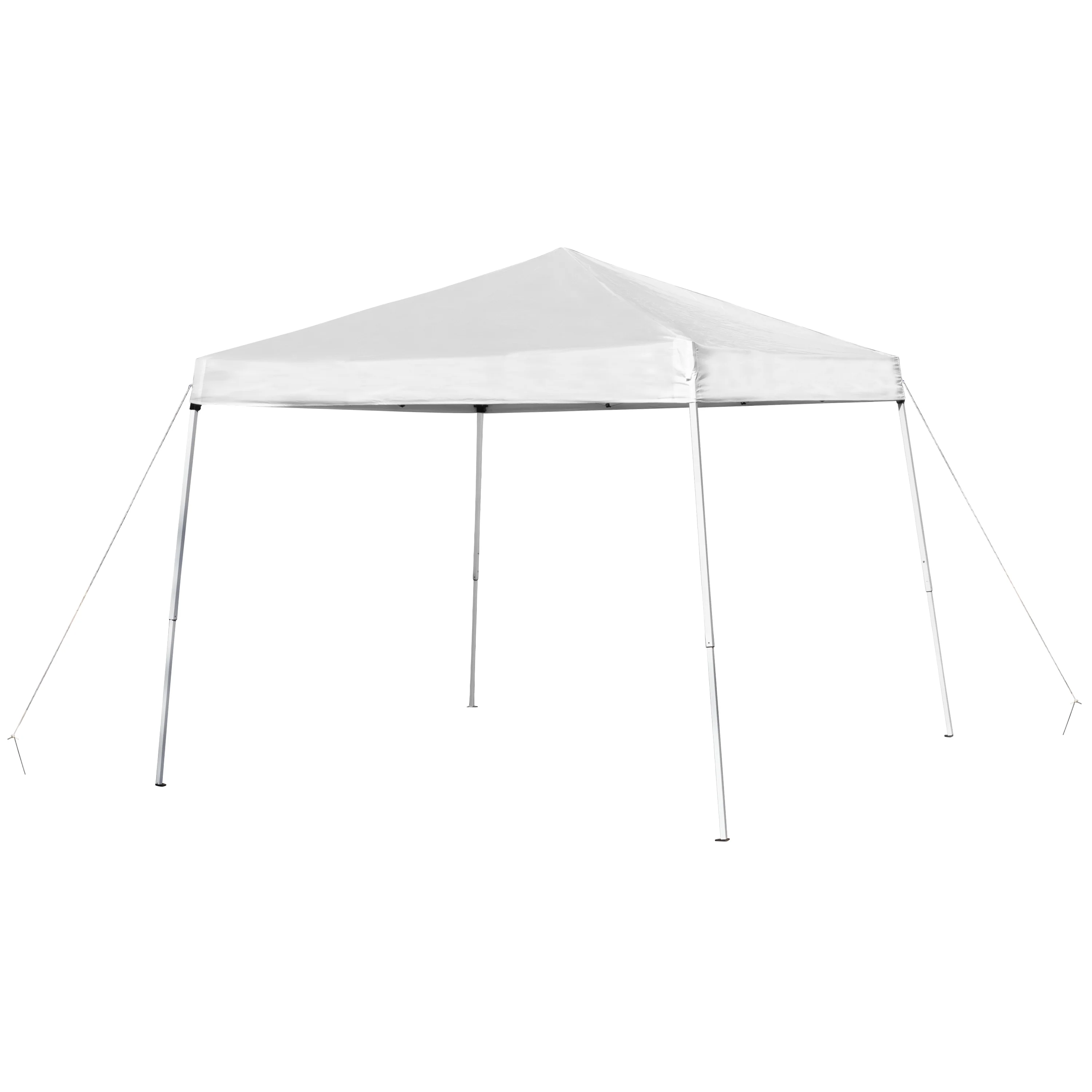 BizChair 8'x8' White Pop Up Event Canopy Tent with Carry Bag and 6-Foot Bi-Fold Folding Table with Carrying Handle - Tailgate Tent Set