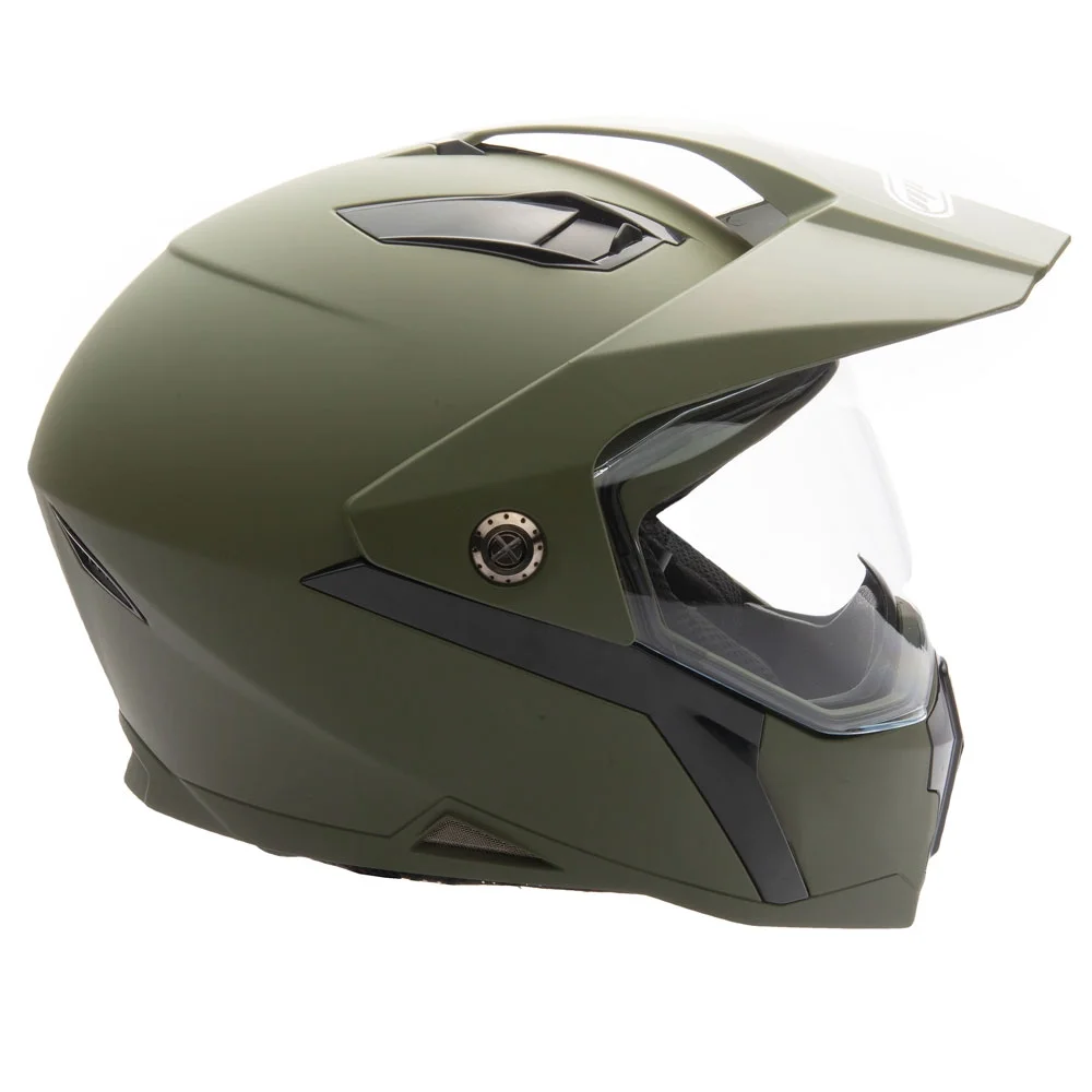 MMG Adult Motorcycle Dual Sport Off-Road Full-Face Helmet DOT - Military Green (Medium) Model 23