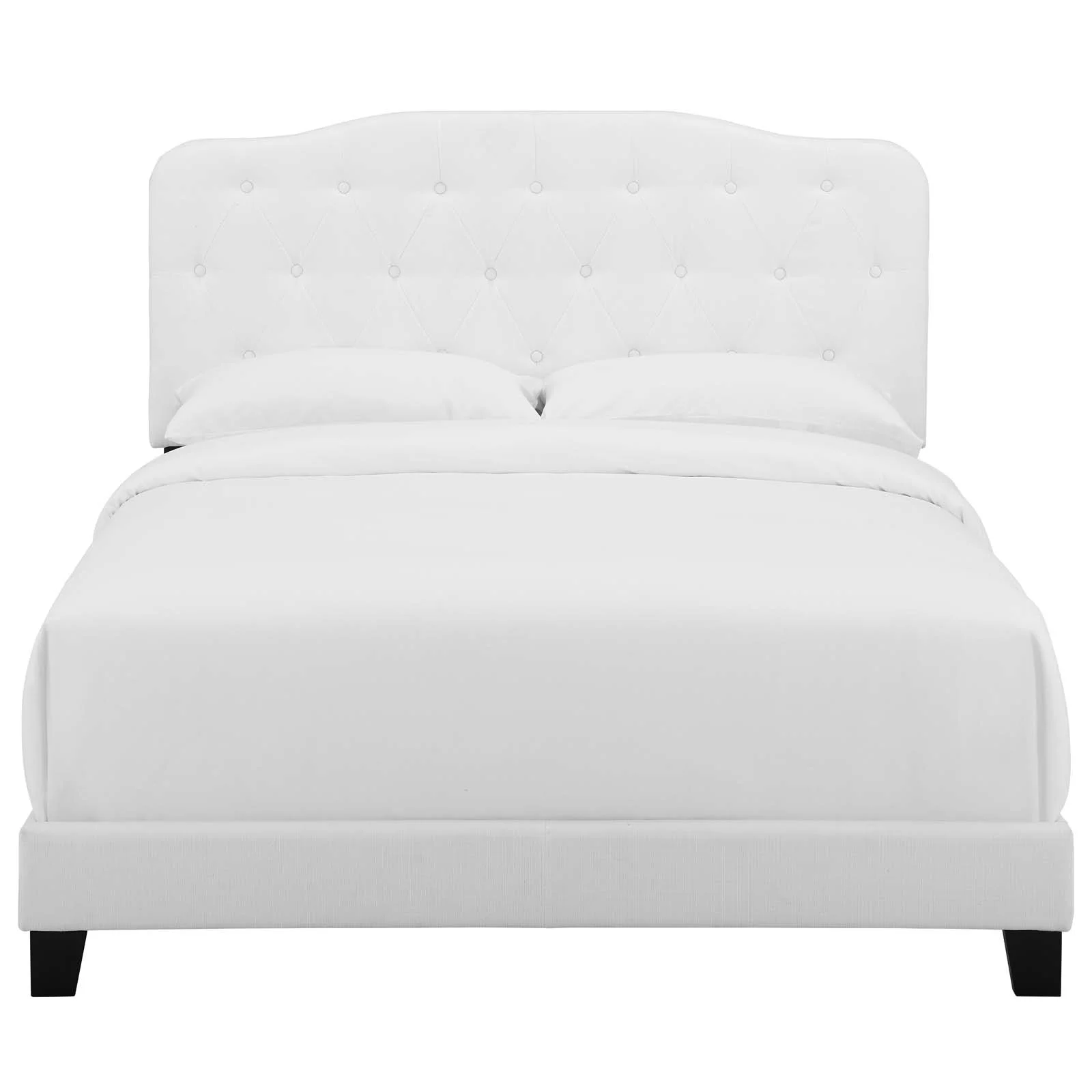 Modern Contemporary Urban Design Bedroom Full Size Platform Bed Frame, Fabric, White