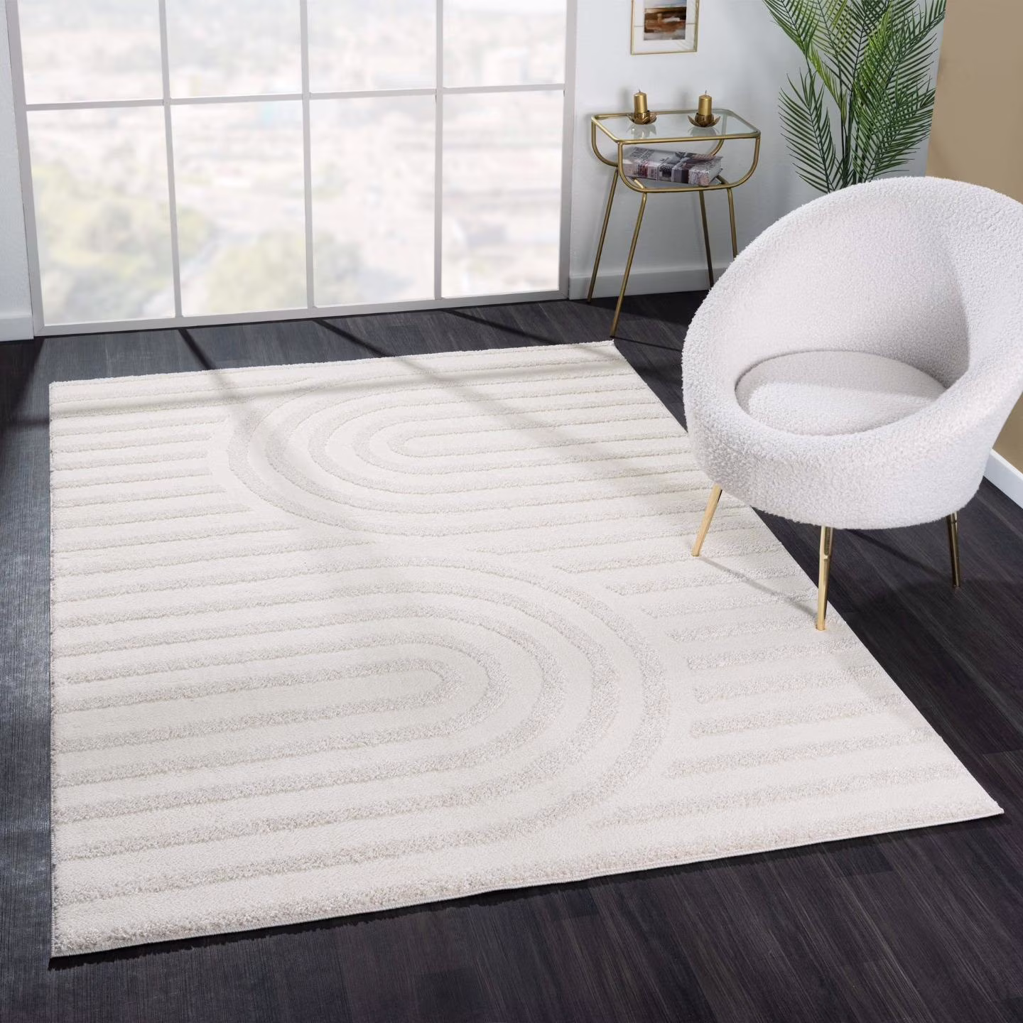 Luxe Weavers Modern Geometric Cream 8x10 Area Rug for Living Room