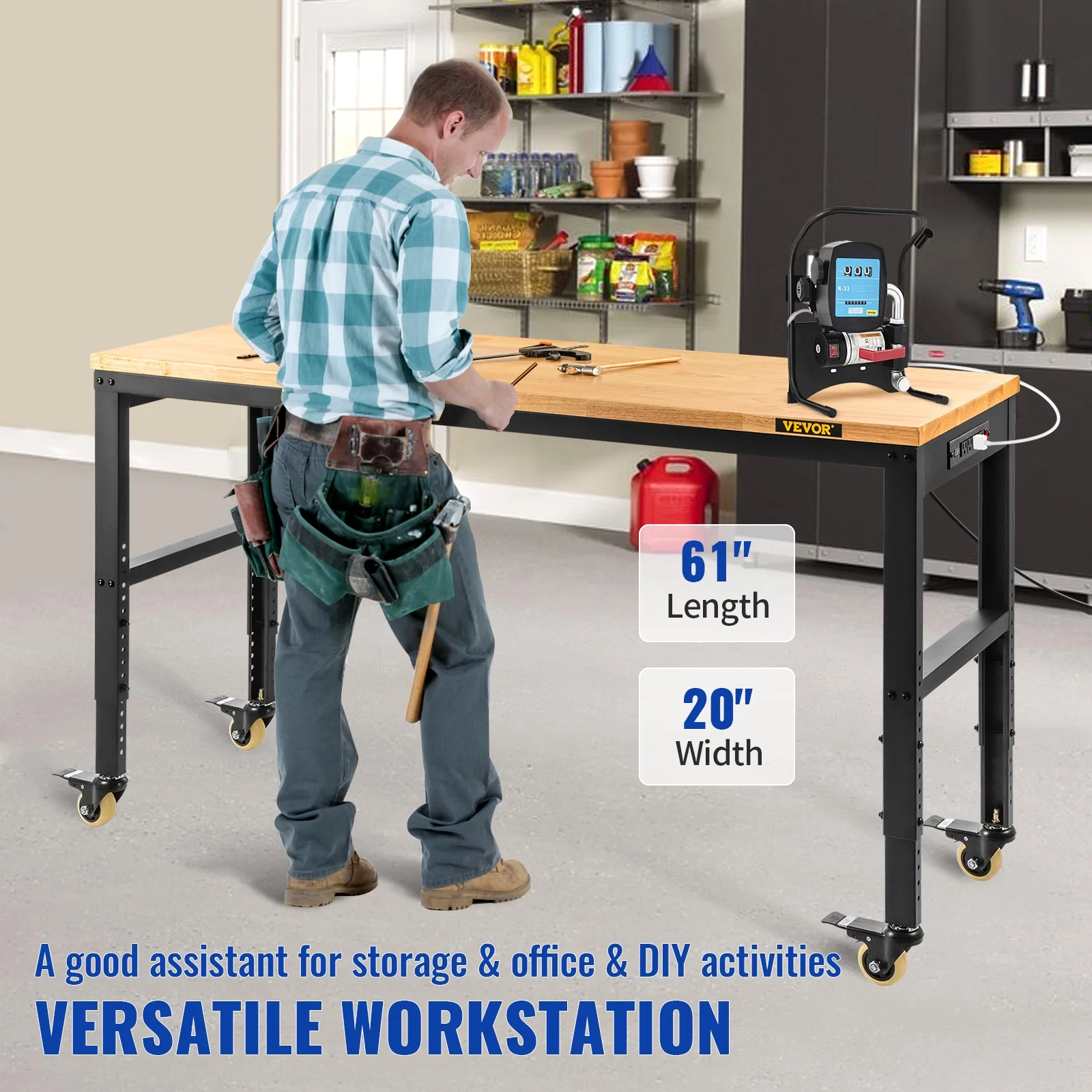 VEVOR Workbench Adjustable Height, 61