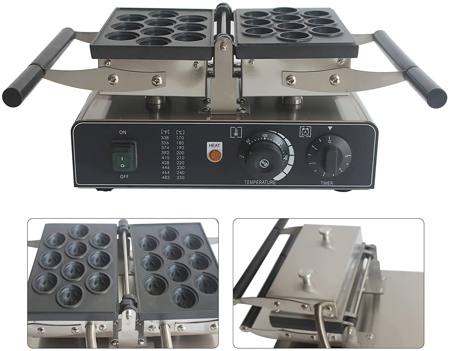 Electric Walnut Shaped Waffle Maker 10 Holes Walnut Crisp Make Non-Stick