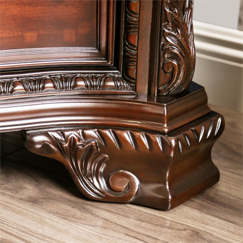 FOA Angelonia 3pc Brown Cherry Solid Wood Bedroom Set - Queen + 2 Nightstands