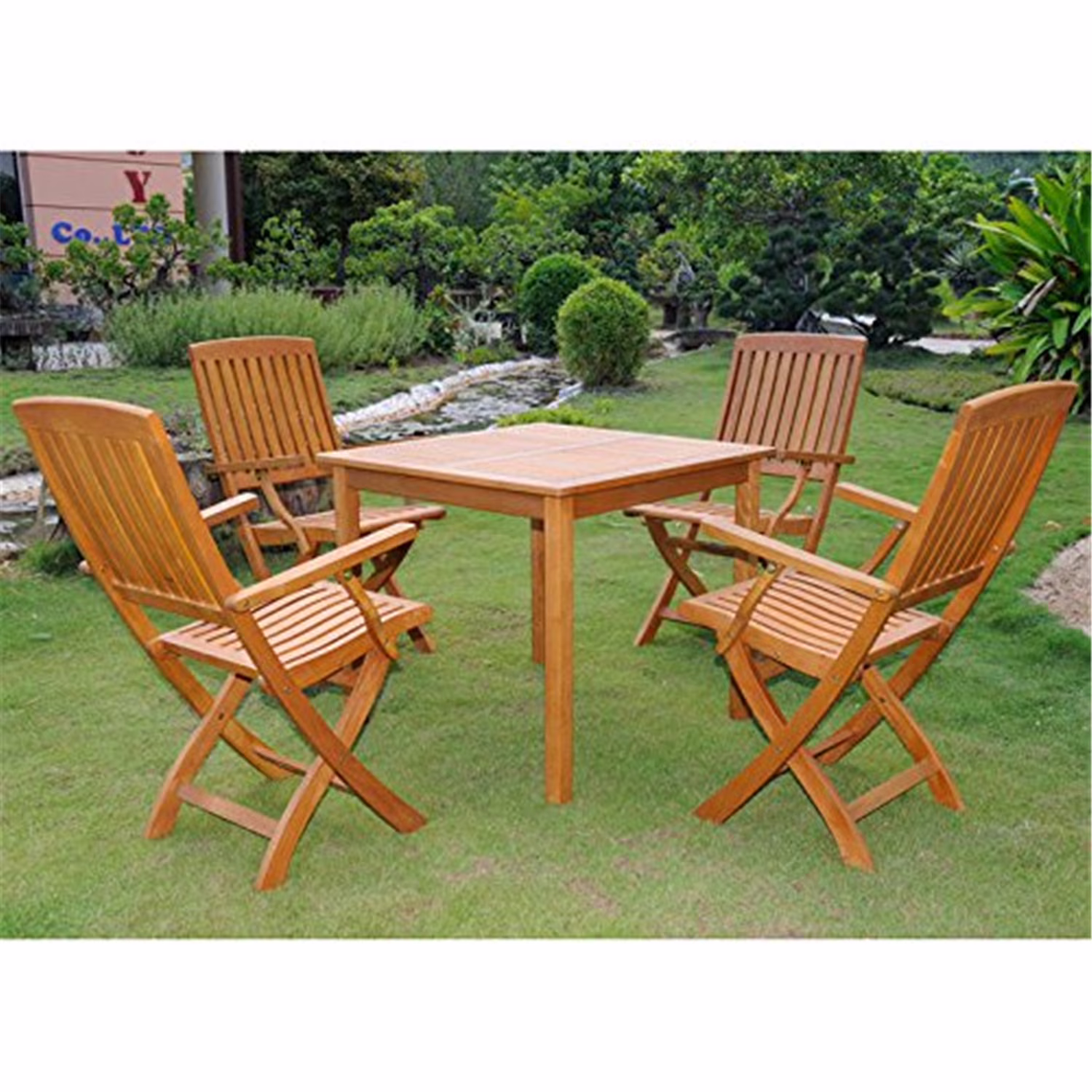 International Caravan Royal Tahiti Benevente Dining Group-Color:Stain,Material:Balau Wood,Number of Items:5 Piece