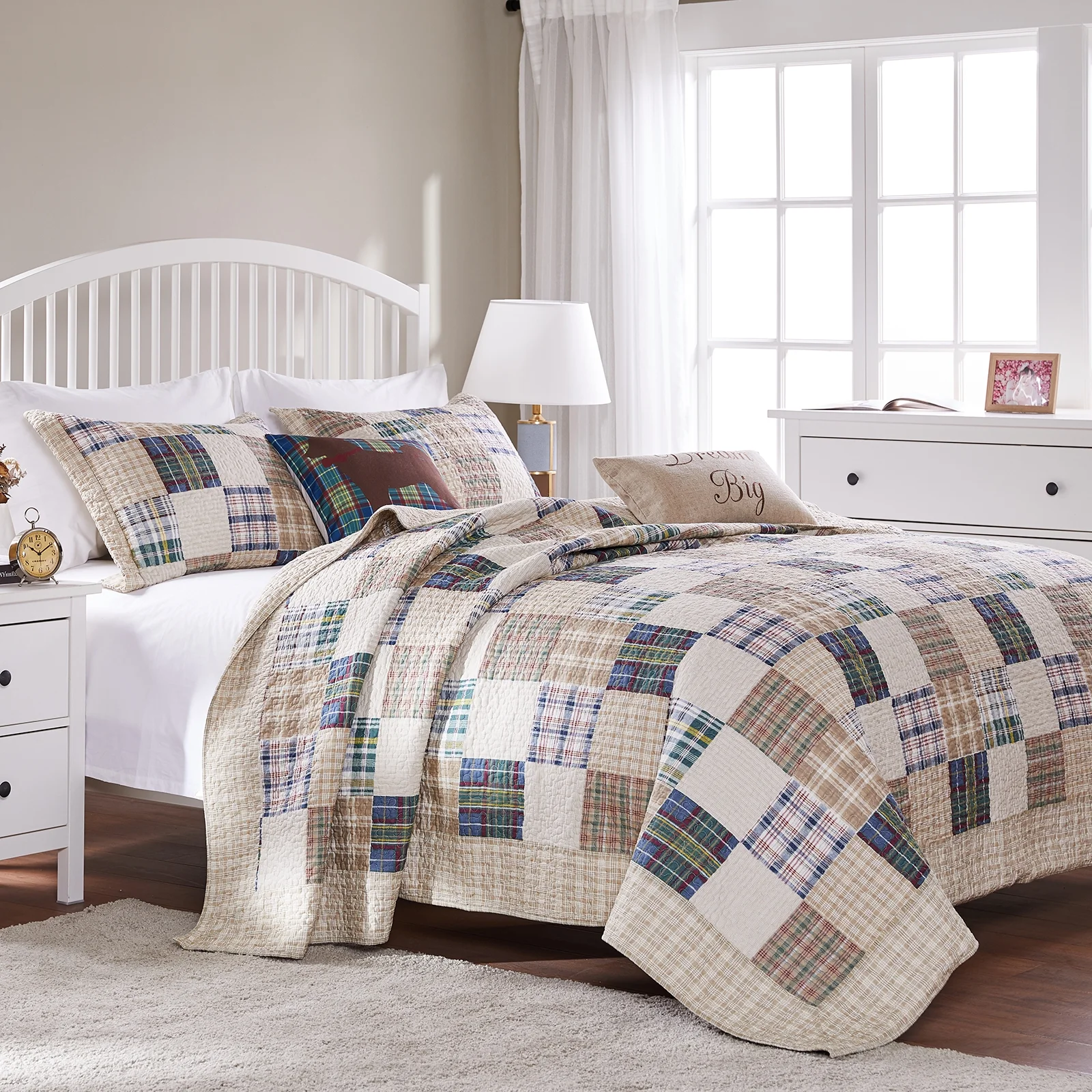 Global Trends Ozark Traditional 100% Cotton Reversible Quilt Set, 3-Piece Full/Queen