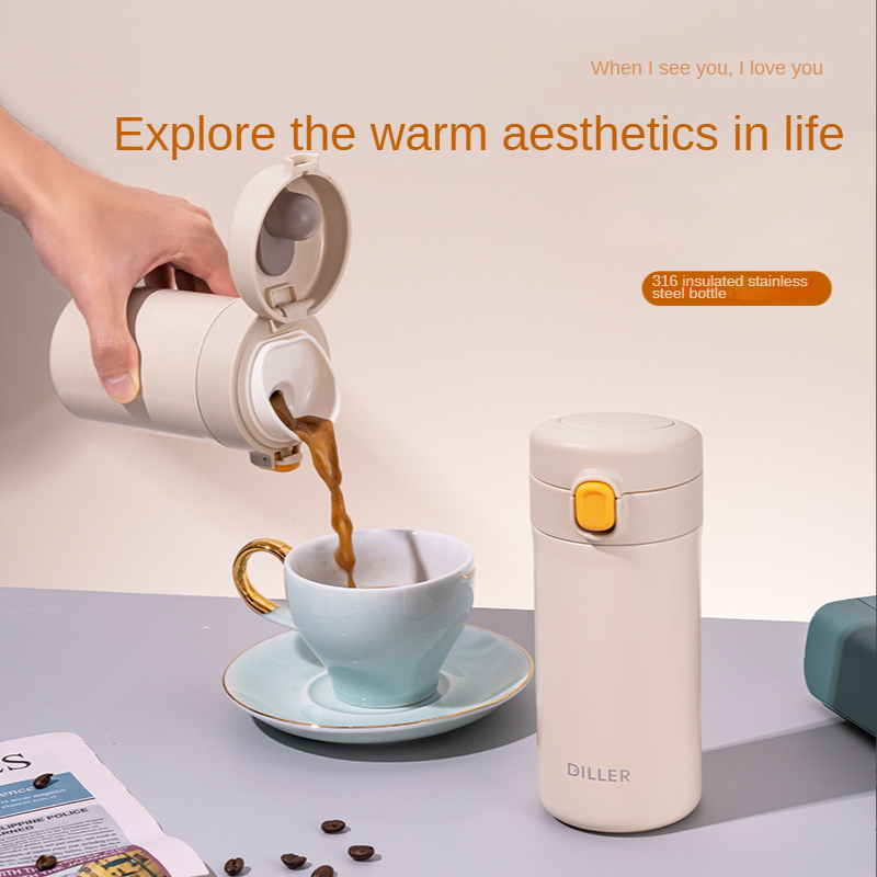 Travel Coffee Mug, Mini Insulated Water Bottle 14 oz or 10 oz with Spout Lid, Leak Proof Coffee Tumbler for Kids and Women Keep 12H Piping Hot and 24H Cold (10 oz, Pink)