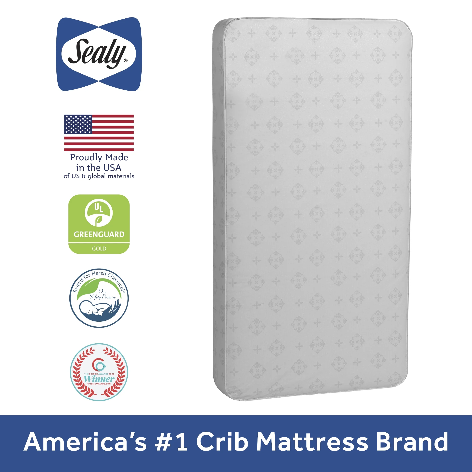 Sealy Baby Ultra Rest 2-Stage Antibacterial Baby Crib & Toddler Mattress, 204 Coil