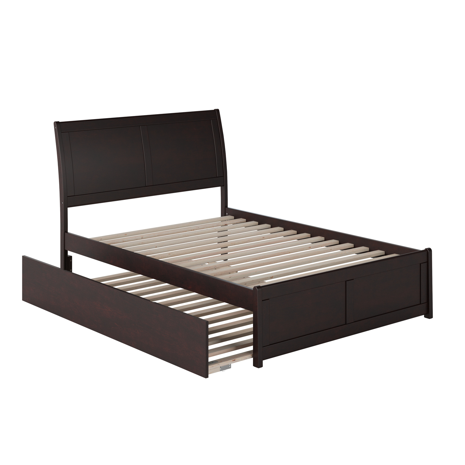 Portland Full Platform Bed with Matching Foot Board with Full Size Urban Trundle Bed in Espresso