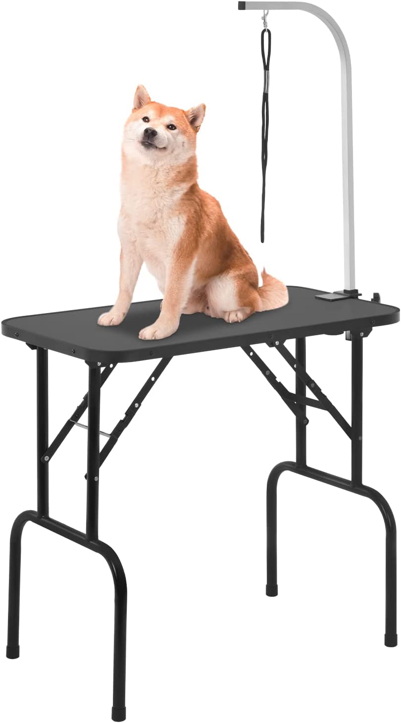 BestPet 32in Pet Dog Grooming Table for Medium Small Dogs Cats Foldable Adjustable No Mesh Tray