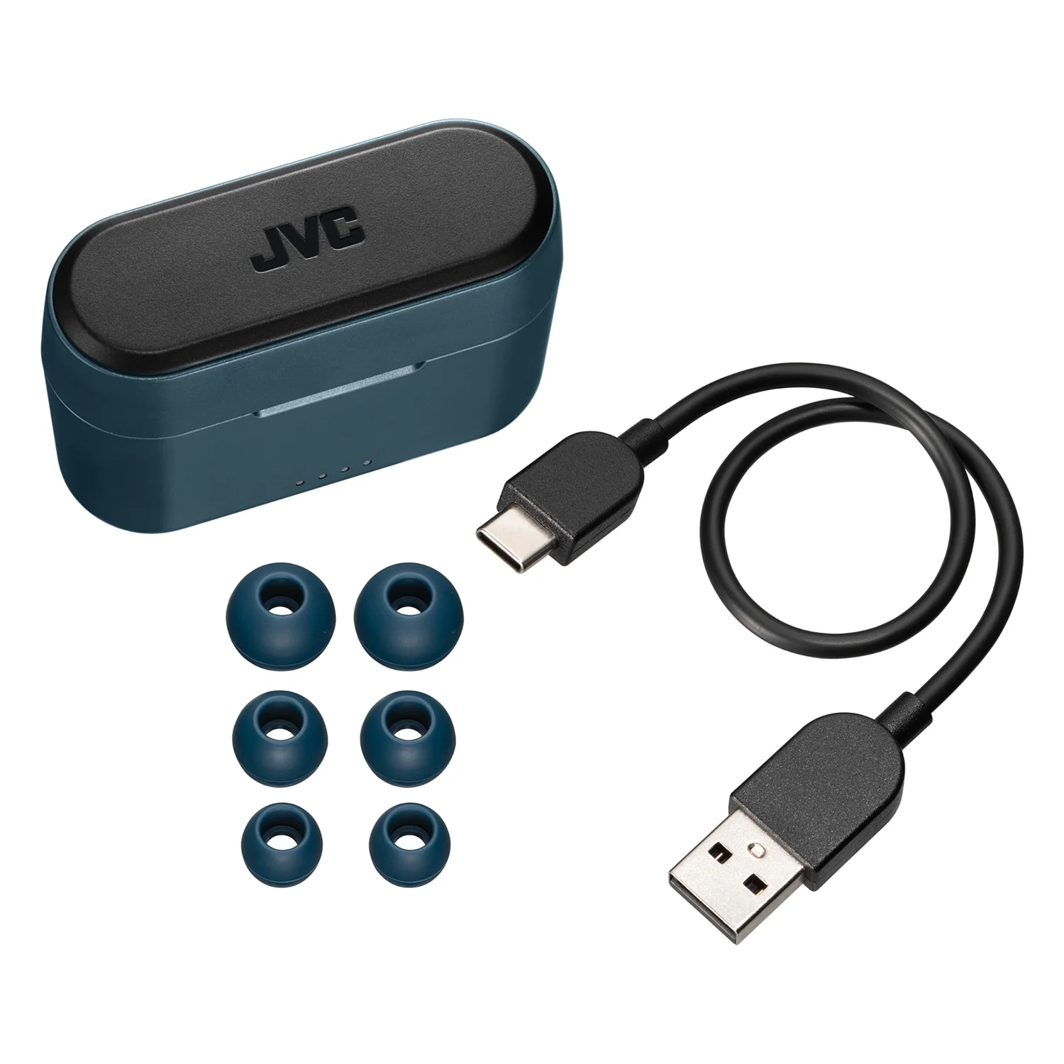JVC HAA9TA RIPTIDZ Bluetooth Earbuds, True Wireless with Charging Case (Navy)