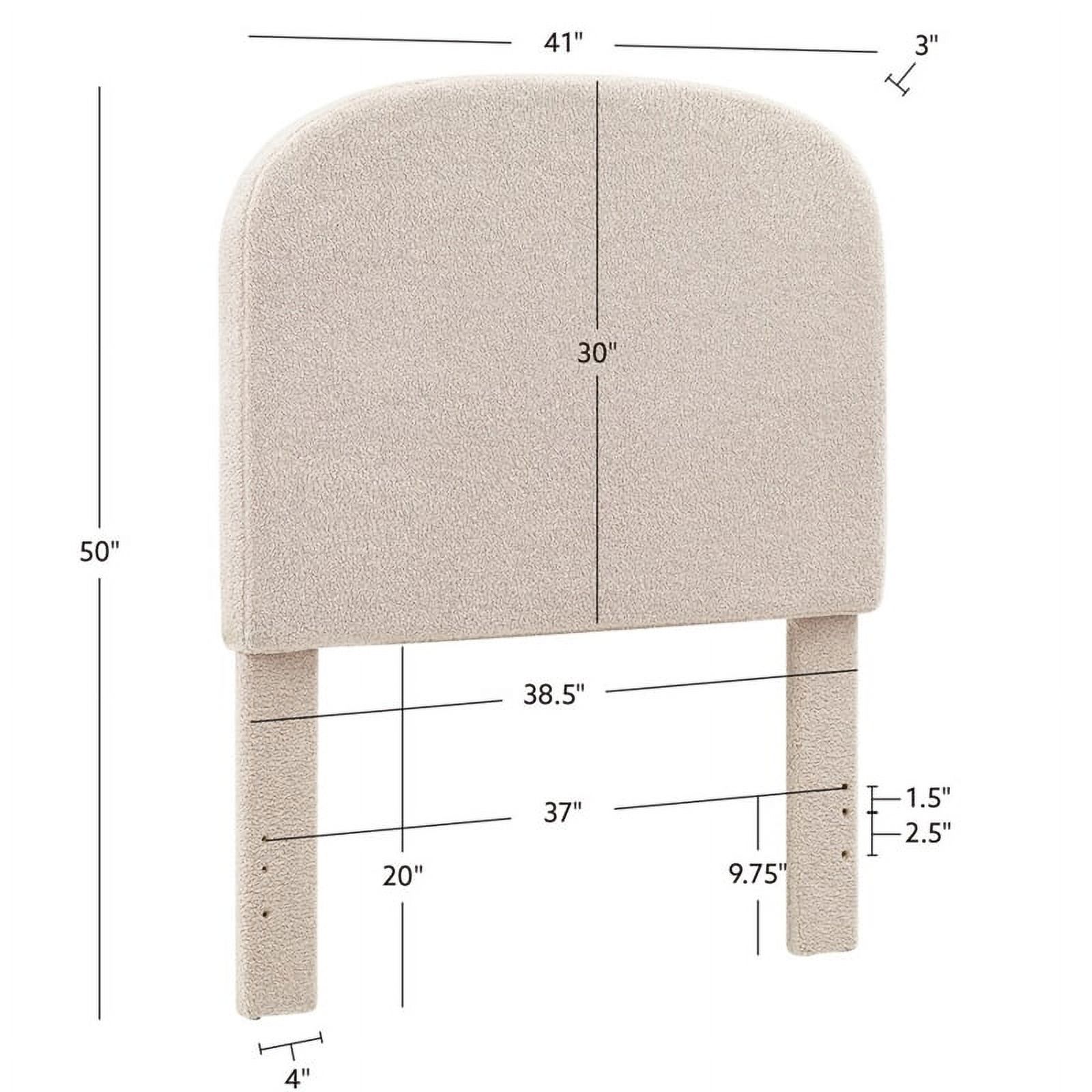 Linon Tristan Twin Sherpa Upholstered Rounded Headboard in Off White