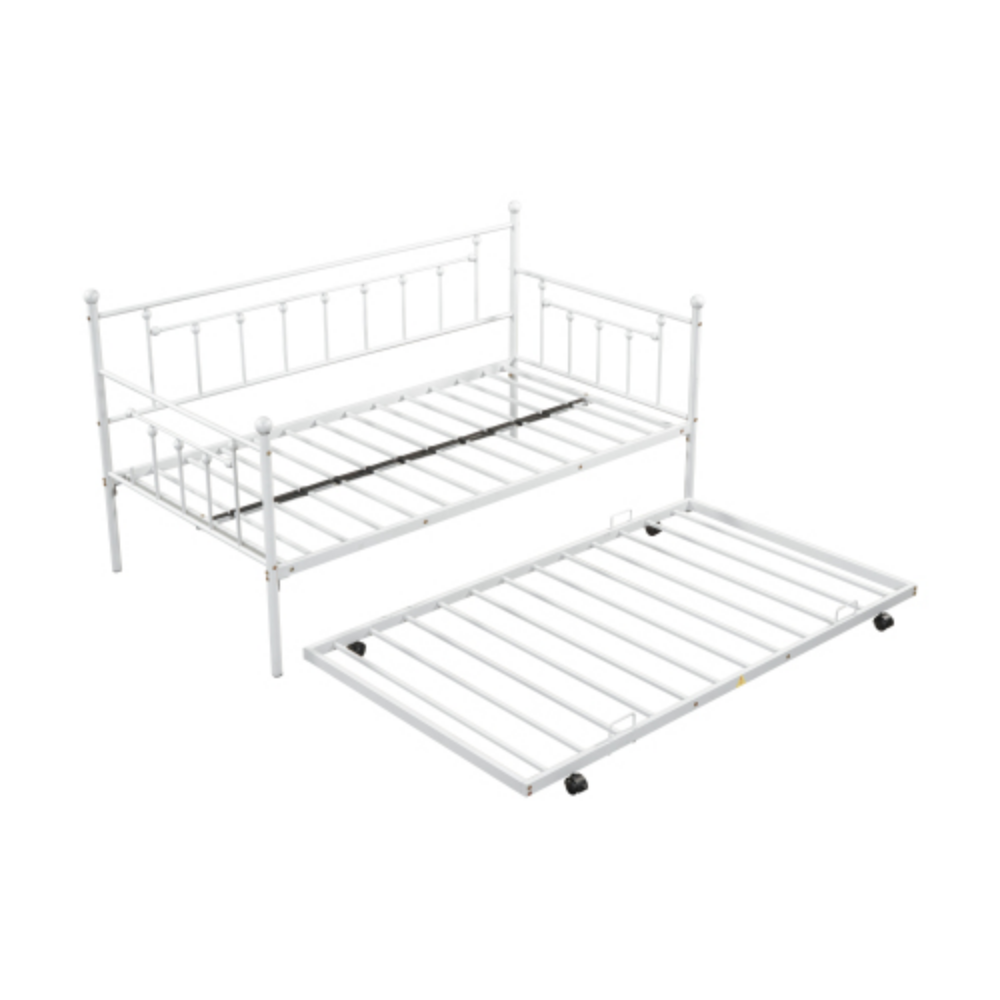 Daybed with Trundle LIGHT GREY + Metal