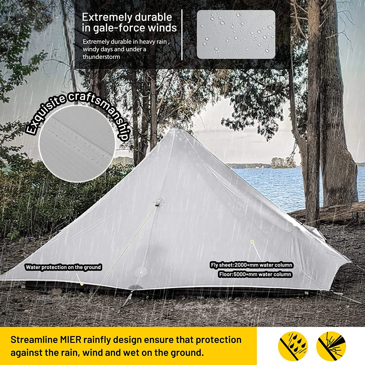 1 Tent 3-Season Backpacking Tent for 1-Person or 2-Person Camping, Trekking, Kayaking, Climbing, Hiking