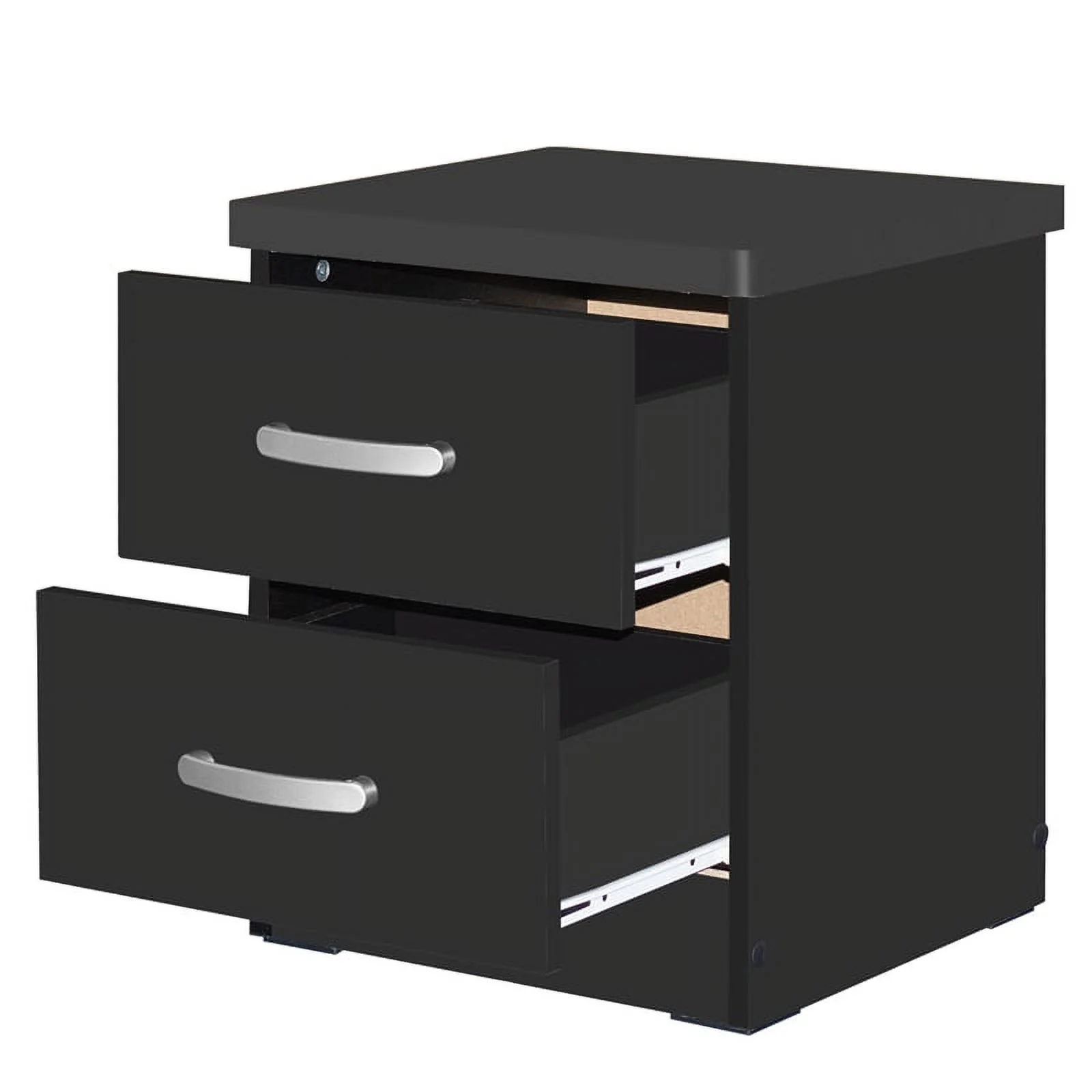 Home Square 2-Piece Set with Dresser with Lock 2-Drawer Nightstand in Black