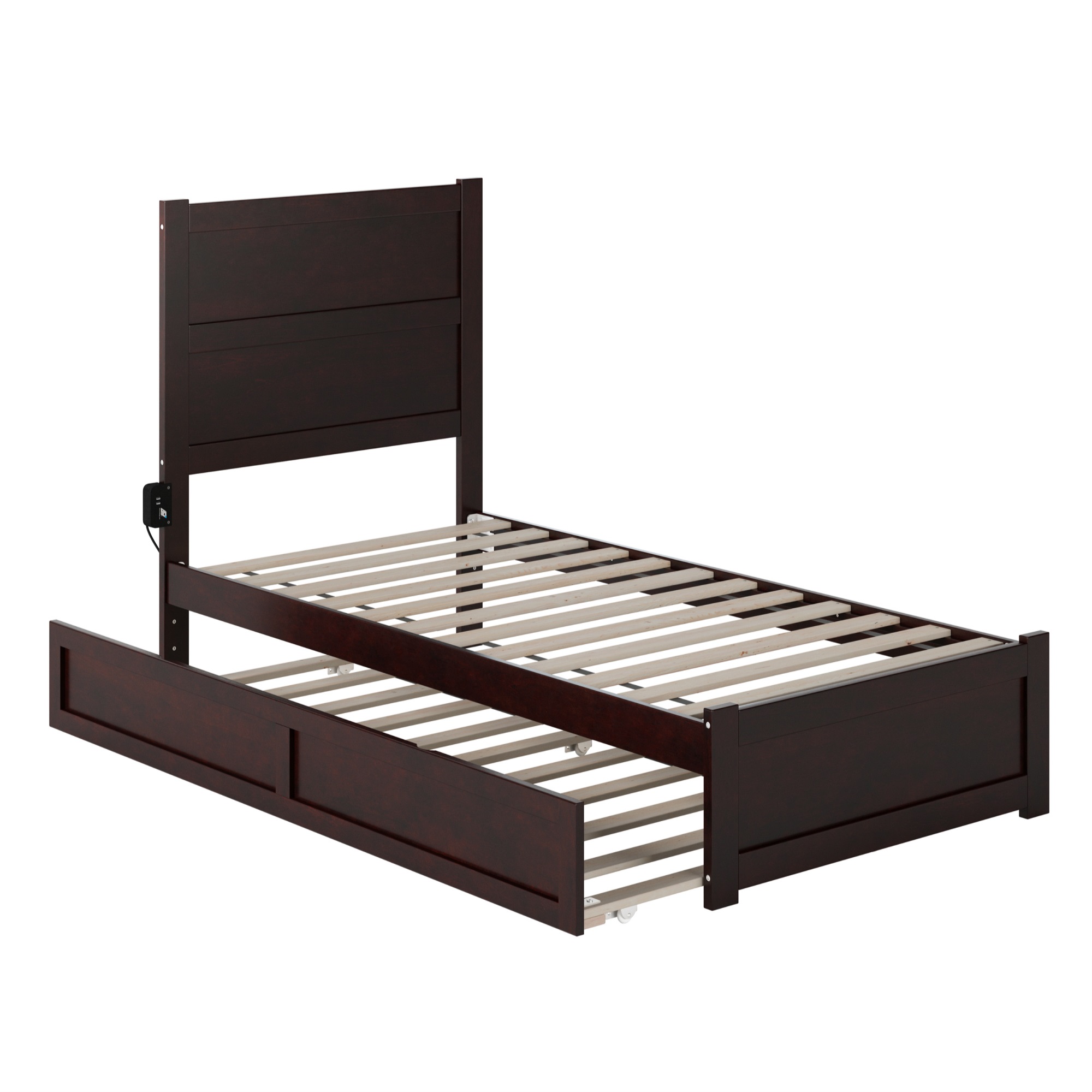 AFI NoHo Twin Solid Wood Bed with Footboard and Twin Trundle in Espresso