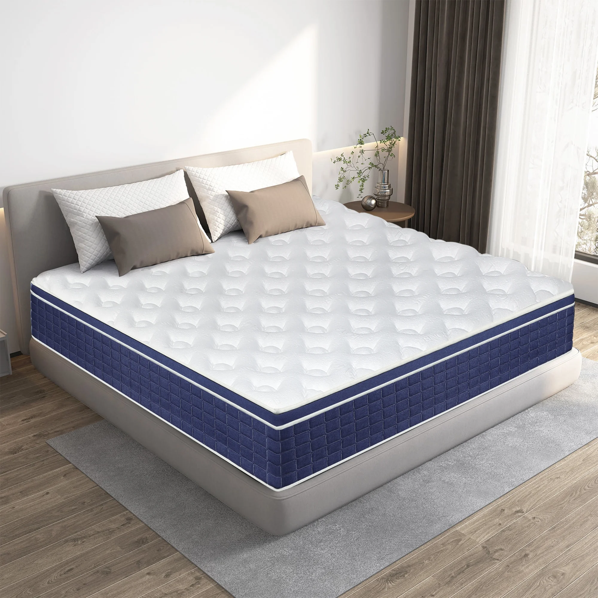 14 inch Queen Mattress in a Box, Gel Memory Foam and Pocket Spring Hybrid Mattress
