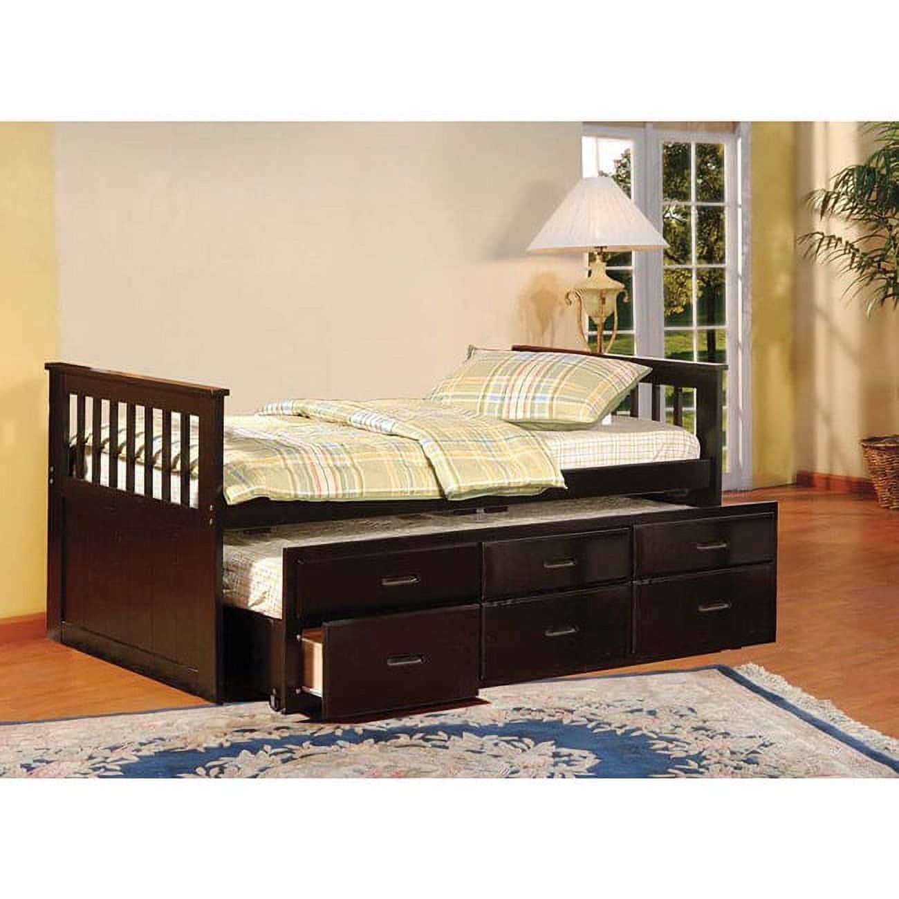 Bella Esprit Twin Trundle Captains Bed with Drawers White