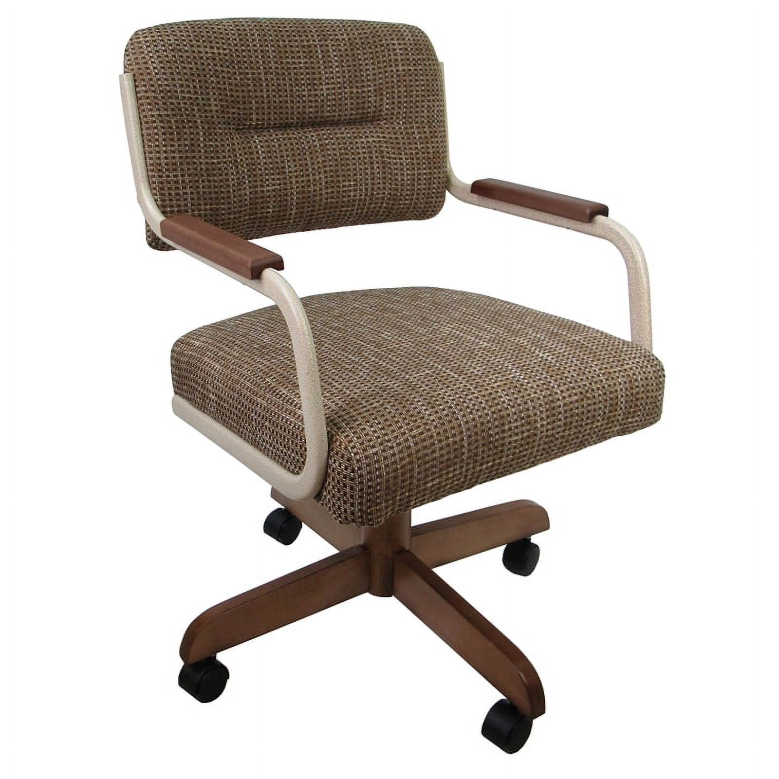Swivel Tilt Kitchen Caster Chair with Wheels M-115 - Checkered - Beige Moca