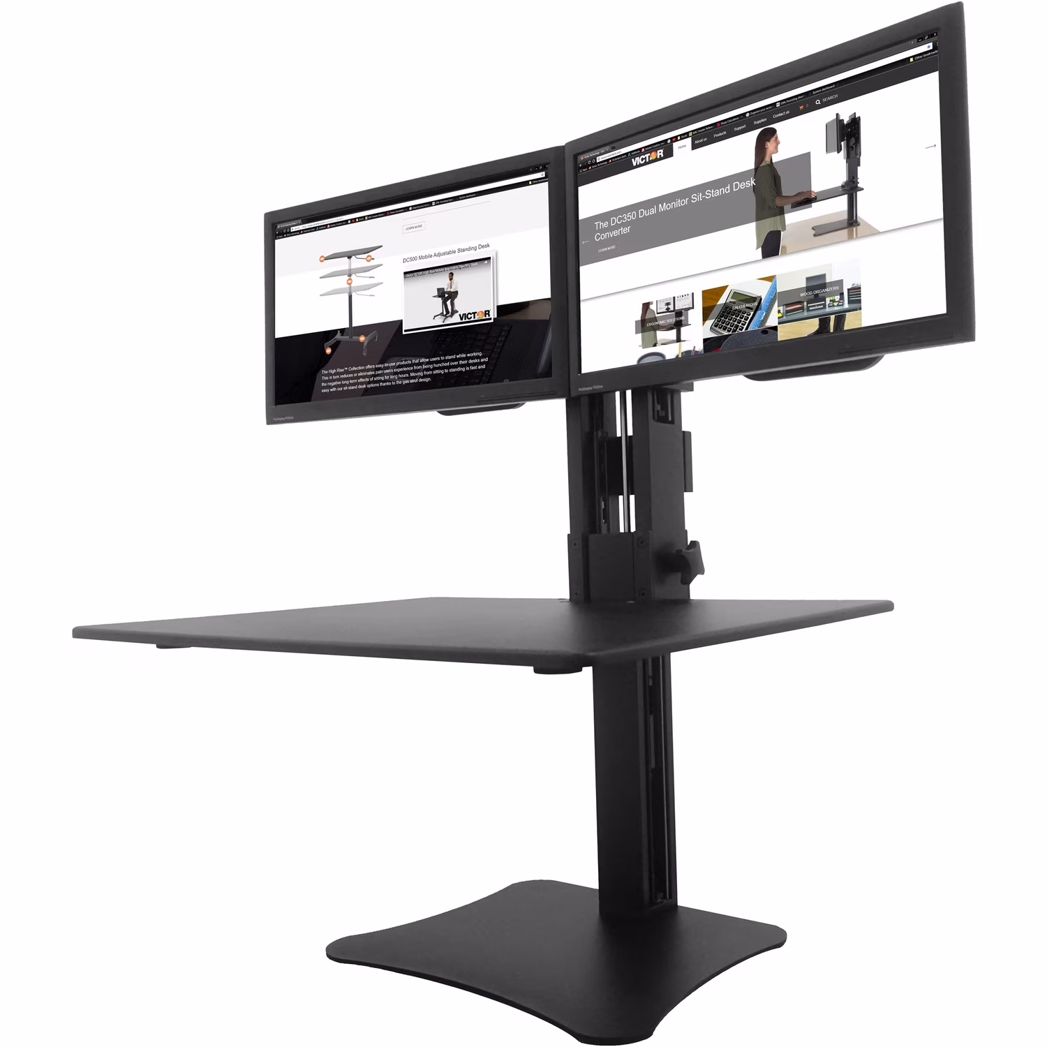 Victor Technology DC350 High Rise™ Collection Dual Monitor Sit-Stand Desk Converter 28 x 23 x 15.5 Blk