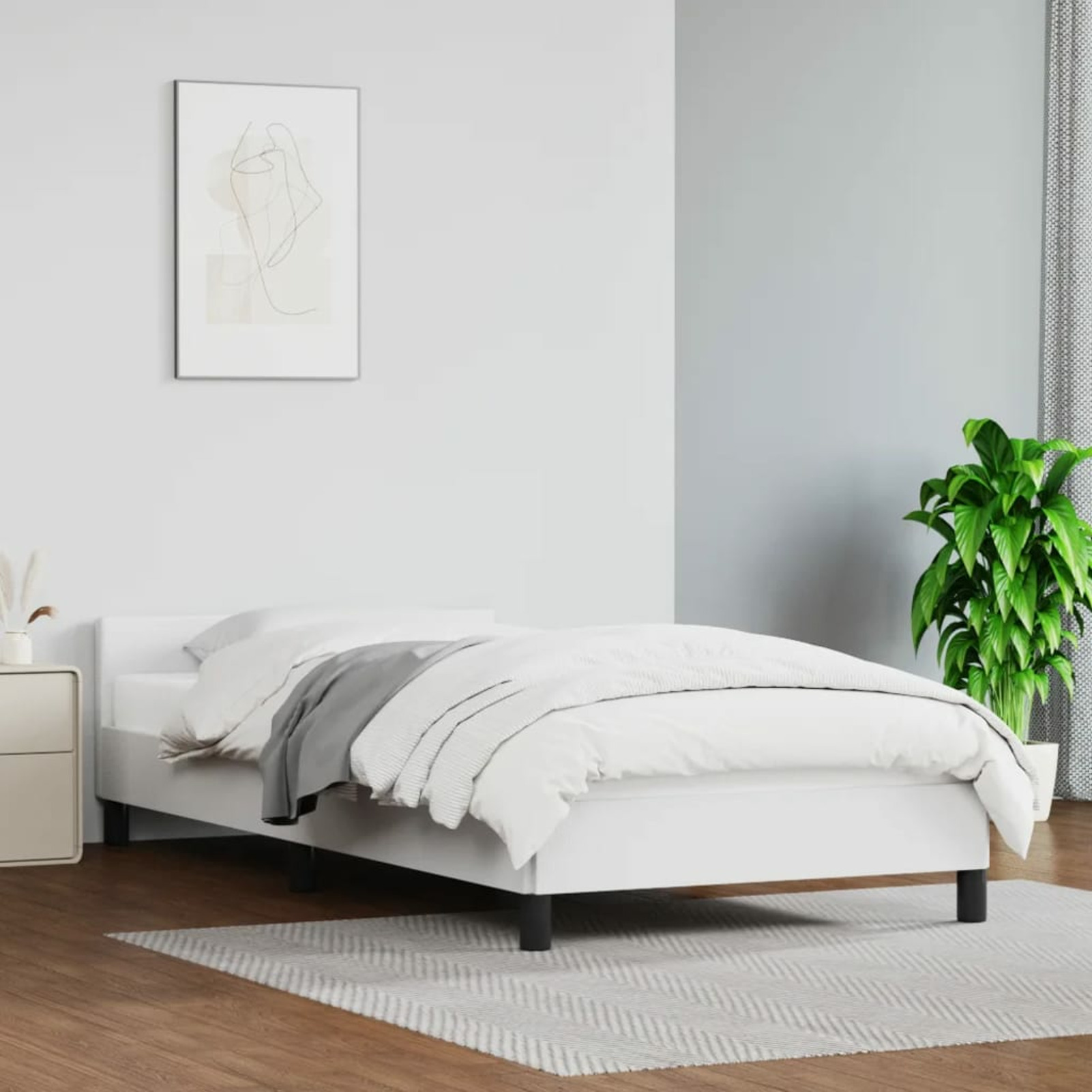 Dcenta Bed Frame with Headboard White 39.4