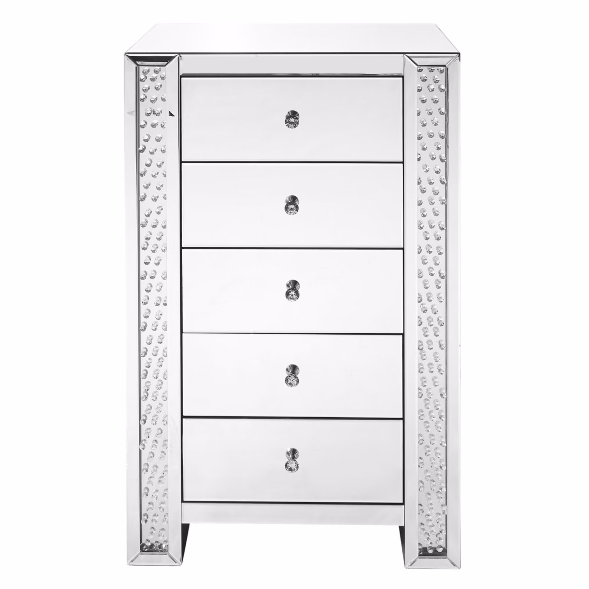 29 inch Crystal five drawers Chest In Clear Mirror Finish