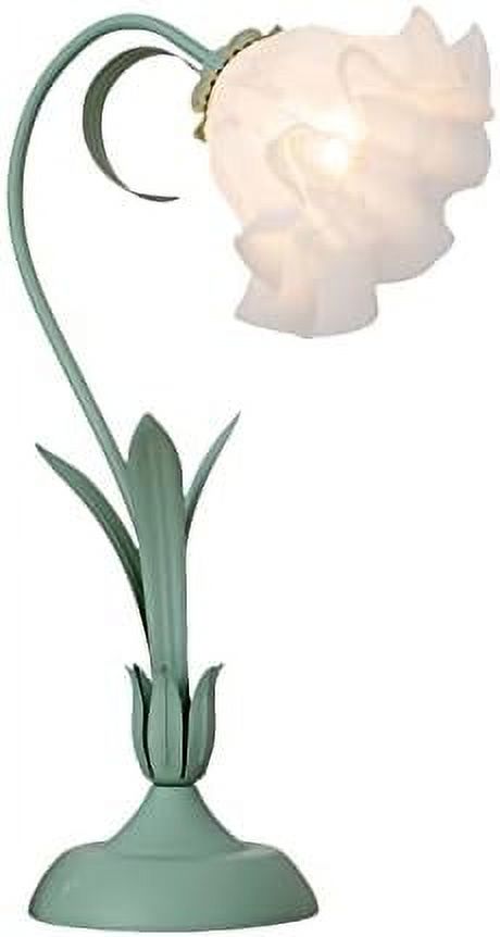 NLIBOOMLife Modern Bedside Lamp Stained Glass Flower Table Reading Lamps Nightstand Desk Lights  One-Light 16.92 inches Tall for Bedroom  Living Room  Office  Dresser (Style 6 Pink)