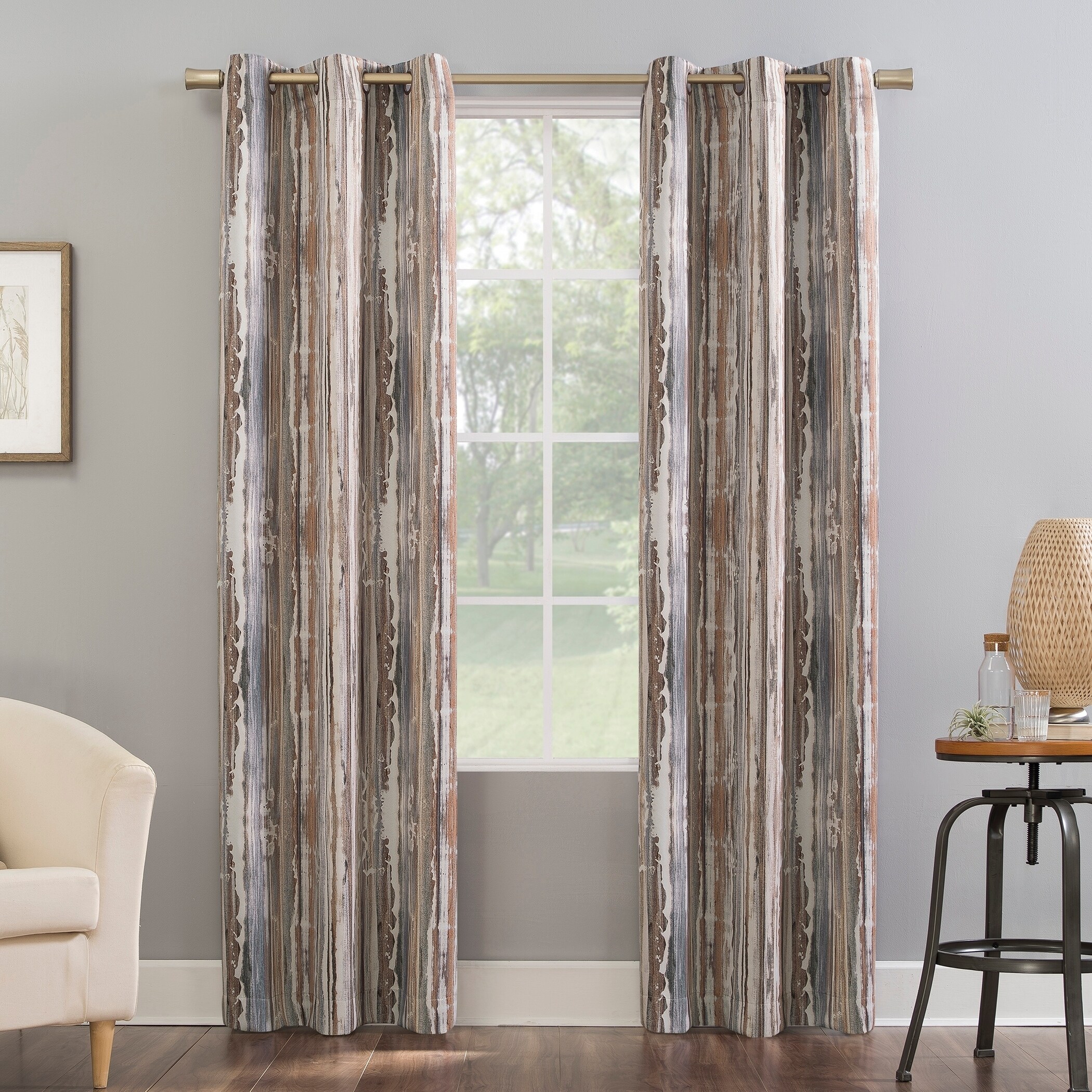 Sun Zero-Sun Zero Allegory Abstract Painting Blackout Grommet Curtain Panel, Single Panel40x63-CedarOrange