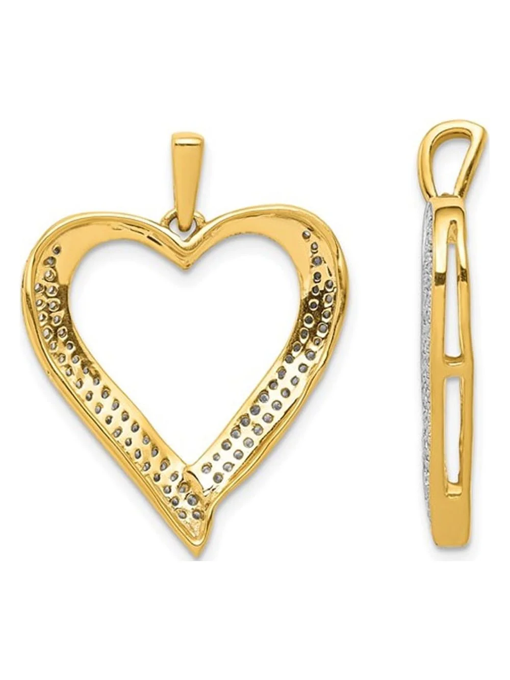 1/5 Carat (Ctw) Diamond Heart Pendant Necklace in 14K Yellow Gold with Chain