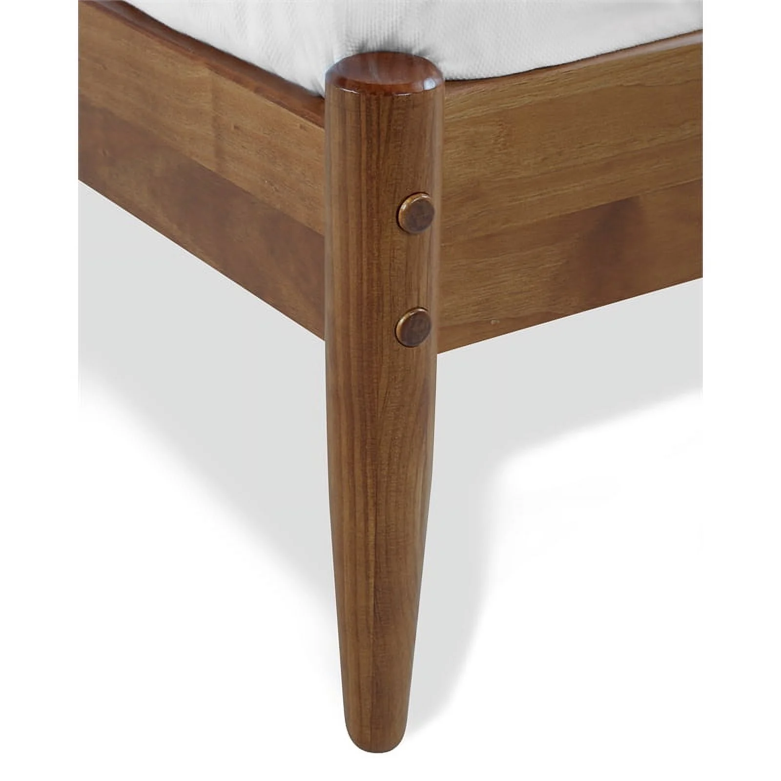 Pemberly Row Mid-Century Solid Wood Queen Panel Bed in Castanho Oak