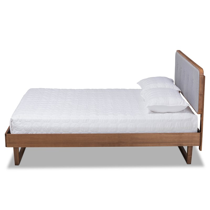 Bowery Hill Gray Upholstered Wood Queen Size Platform Bed