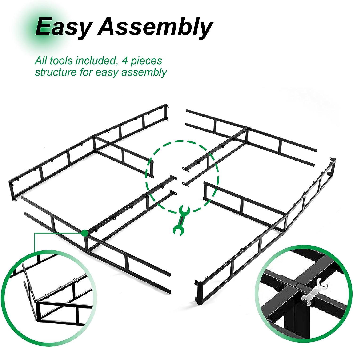 OUWI 7 Inch Box Spring King, Low Profile Metal Boxsprings/Mattress Foundation/Bunkie Board - 3000LBS Strong Steel Structure/Easy Assembly (King)