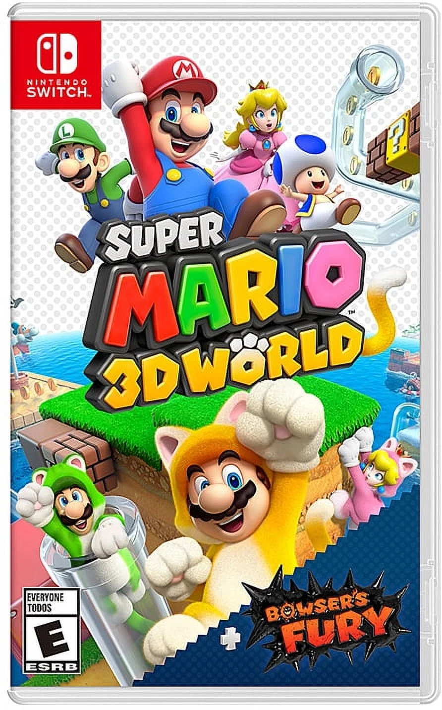 2021 New Nintendo Switch OLED Model White Joy Con 64GB Console Improved HD Screen & LAN-Port Dock with Super Mario 3D World + Bowser's Fury And Mytrix Wireless Pro Controller and Accessories