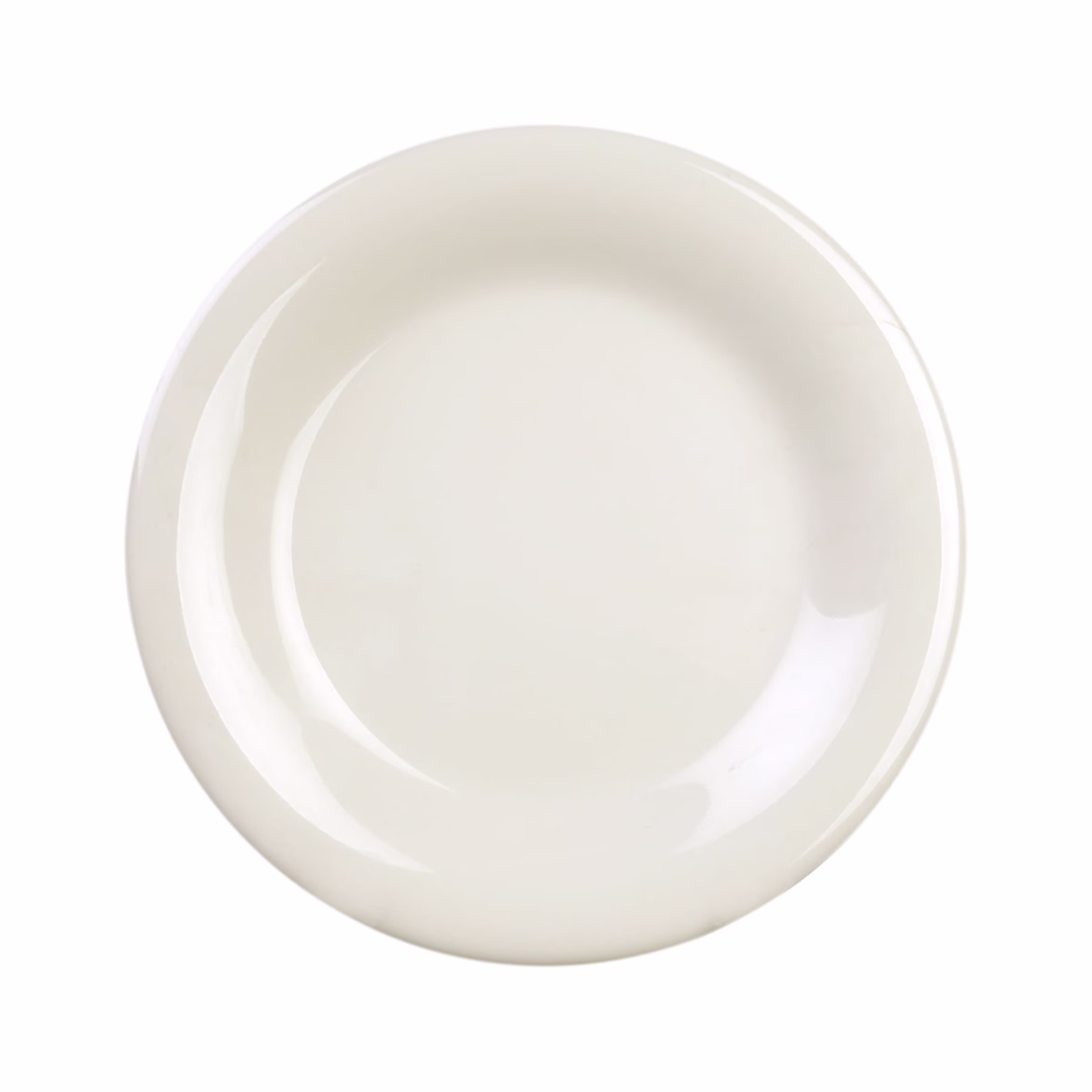Excellante Color ivory melamine dinnerware collection 5.5 inch wide rim round plate, comes in dozen
