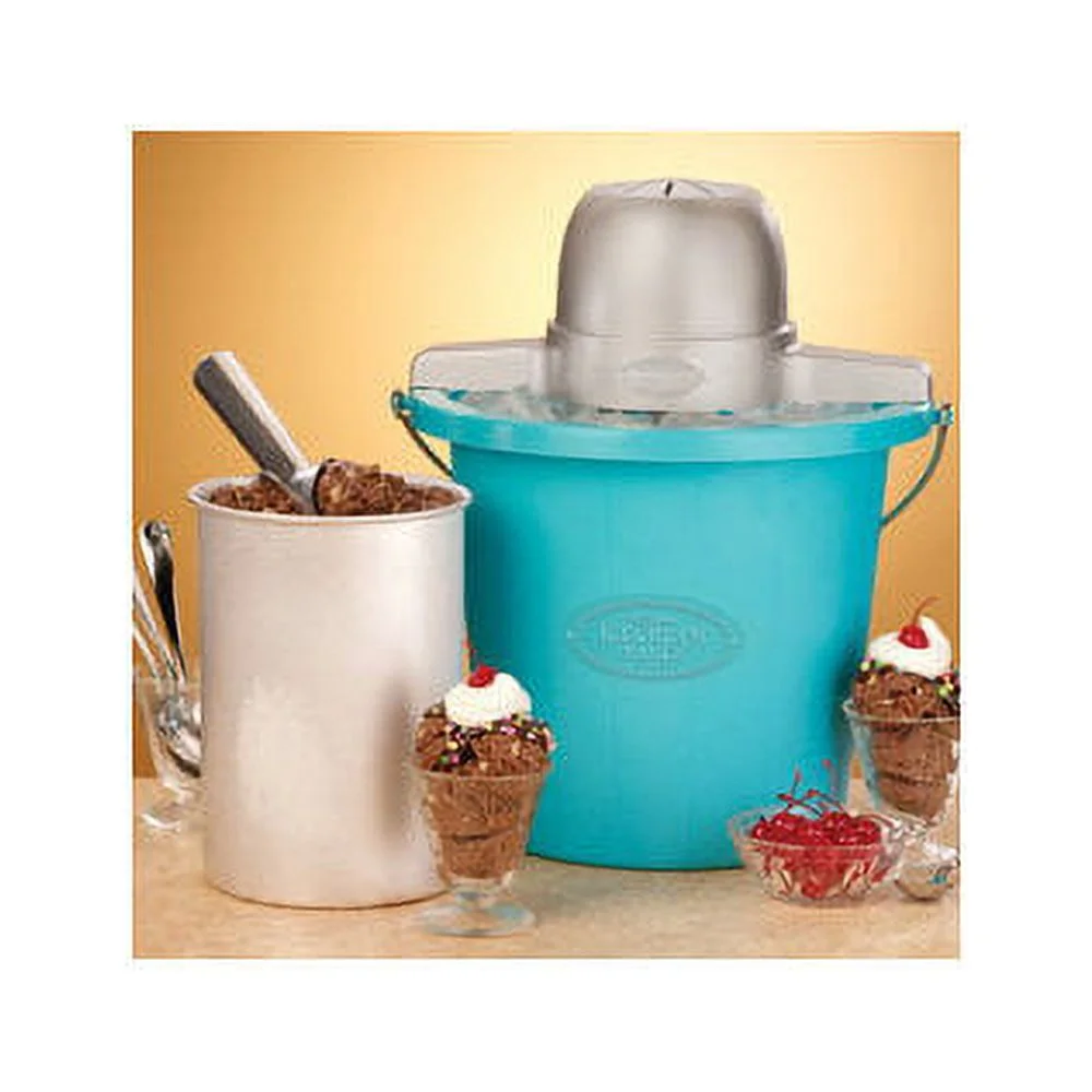 Nostalgia 4-Quart Bucket Electric Ice Cream Maker, Blue