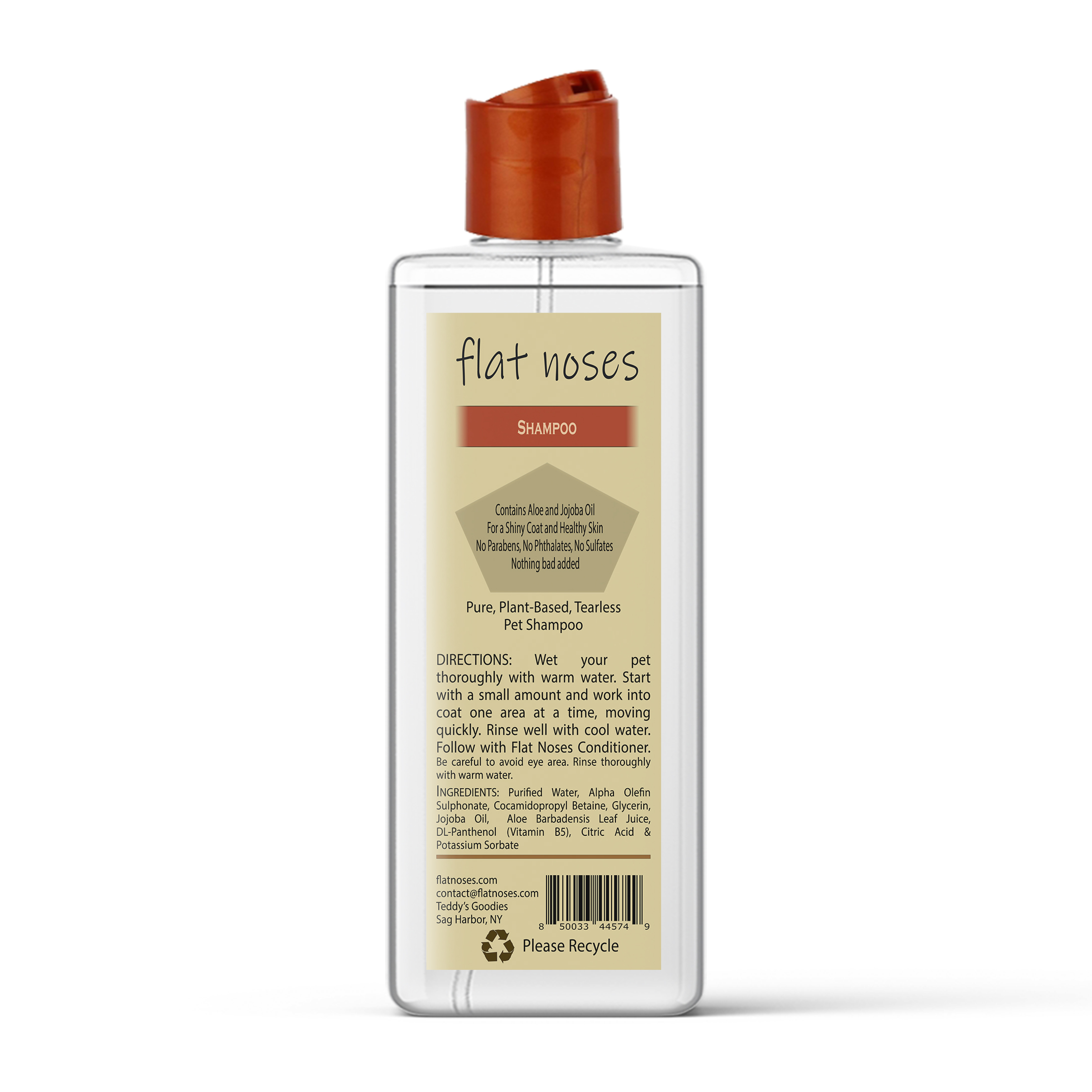 Flat Noses Tearless Pet Shampoo - Soothing Aloe and Moisturizing Jojoba Oil - 16 oz