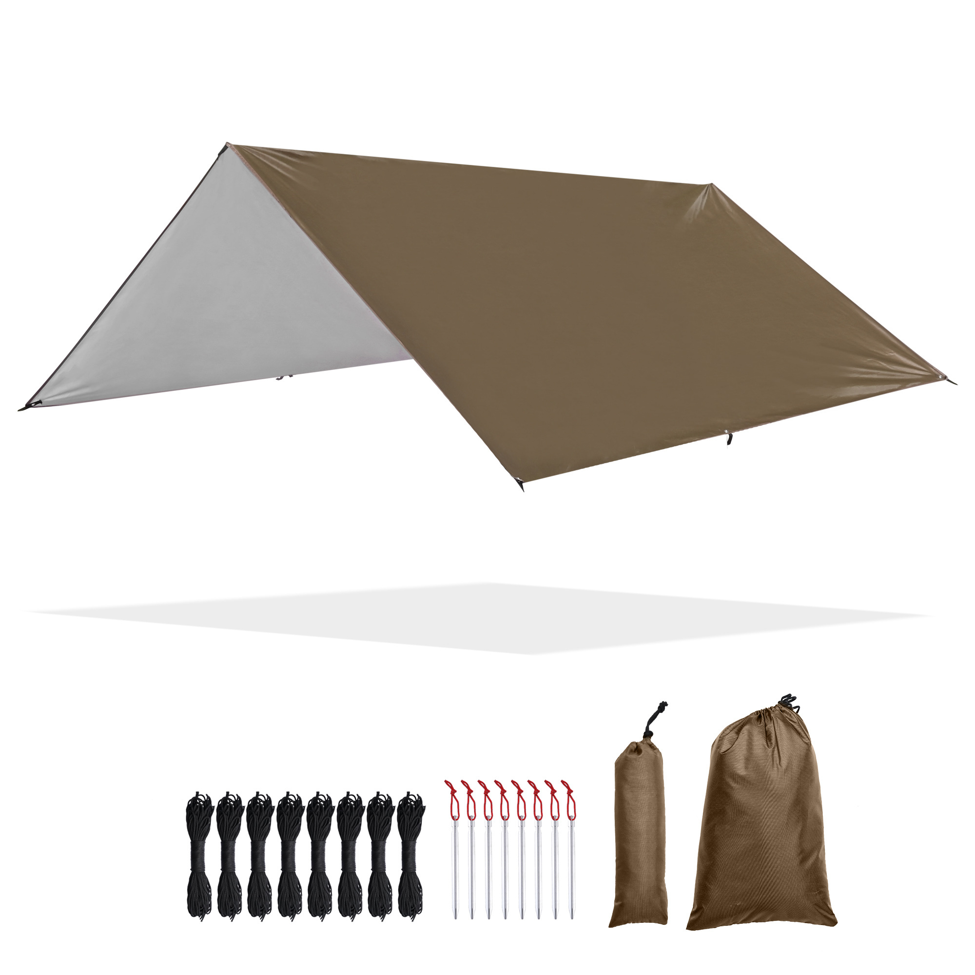 Camping Tent Tarp with UV Protection - Brown - 2.43 - Stay dry and protected on your outdoor adventures!