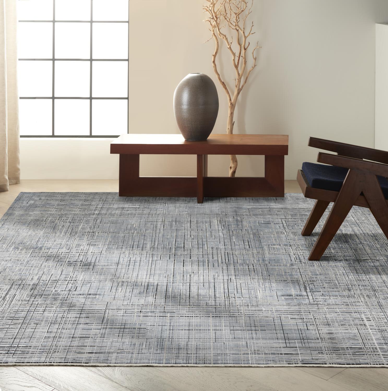 Calvin Klein  Balian Carved Linear Blue Area Rug 9' x 12' 9' x 12'