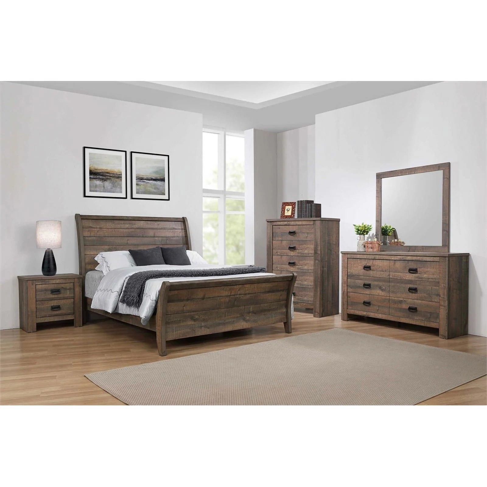 Frederick 5-drawer Chest Weathered Oak