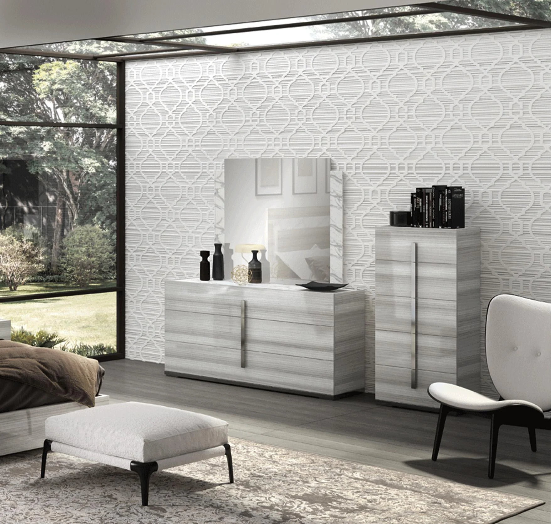 Glossy Gray Dresser & Chest CARRARA ESF Modern Contemporary MADE IN ITALY