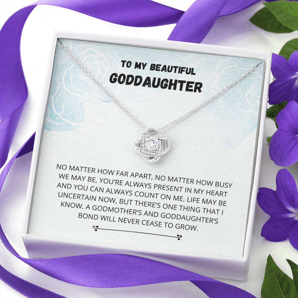 Goddaughter Gifts from Godmother- Baptism Love Knot Necklace