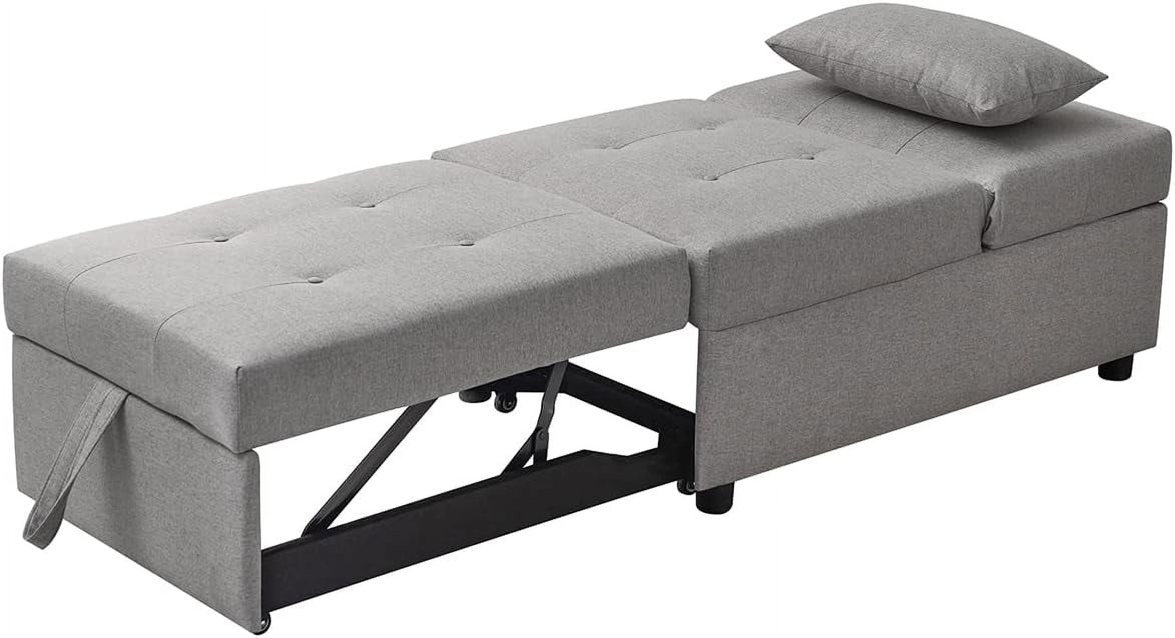 MultiFunction Ottoman, Sofa Bed Sleeper, Convertible Chair, Light Grey